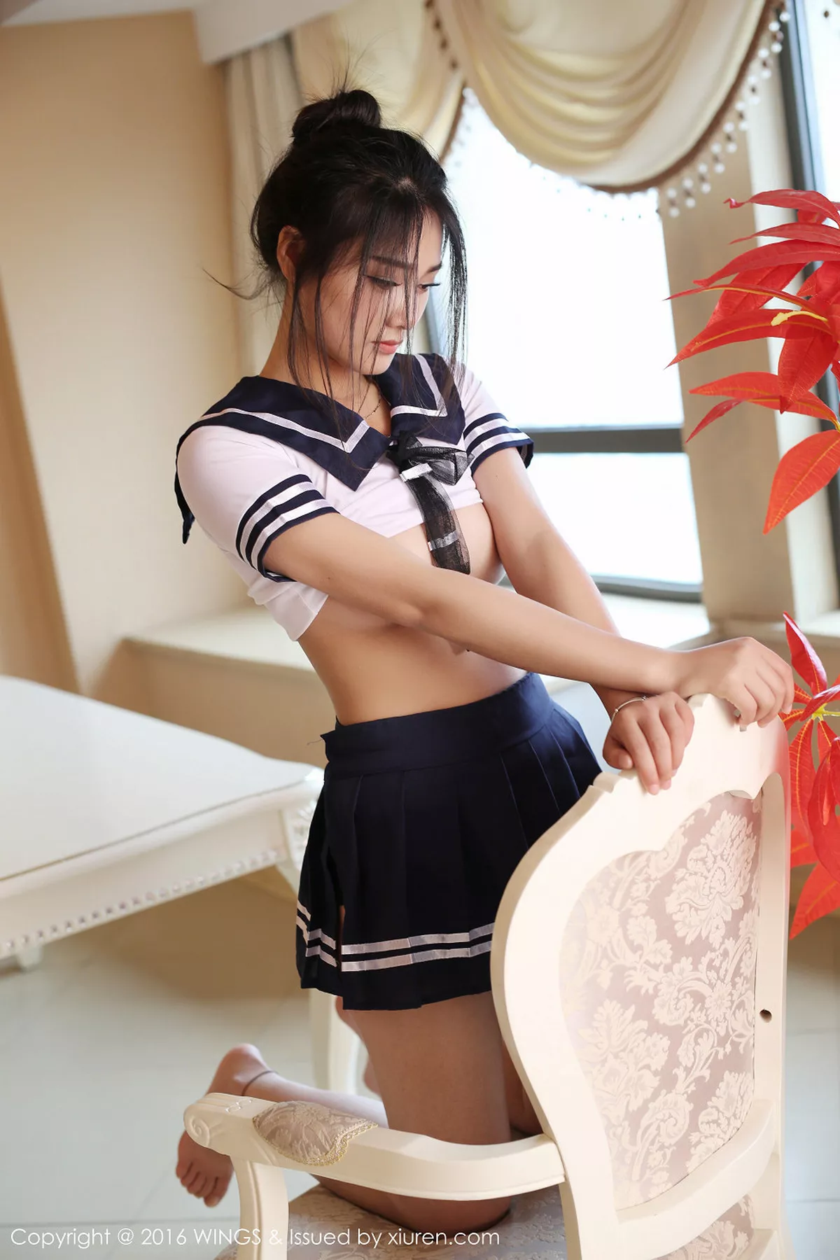 秀人集.com_[WingS影私荟]Vol.002_嫩模白微Sera黑色蕾丝内裤半裸上身诱惑曲线写真60P