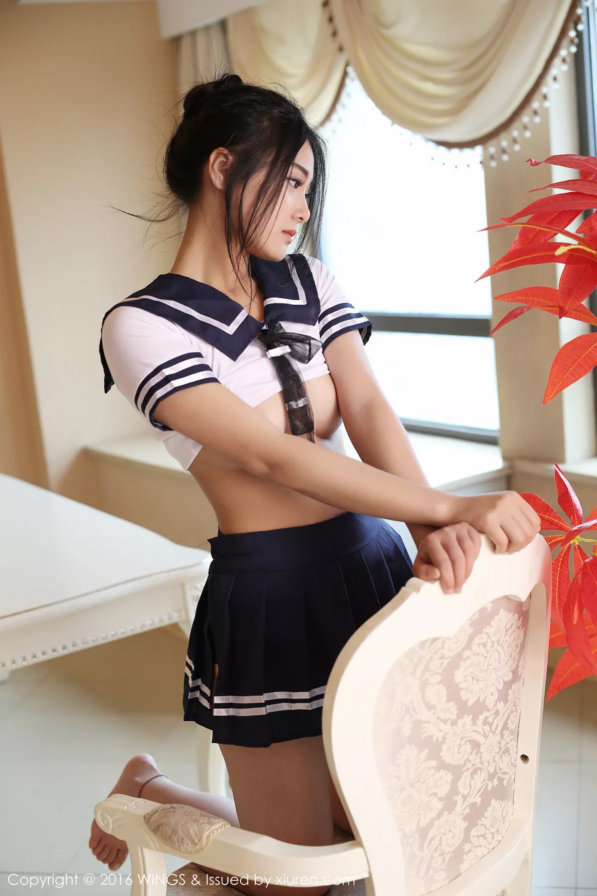 秀人集.com_[WingS影私荟]Vol.002_嫩模白微Sera黑色蕾丝内裤半裸上身诱惑曲线写真60P