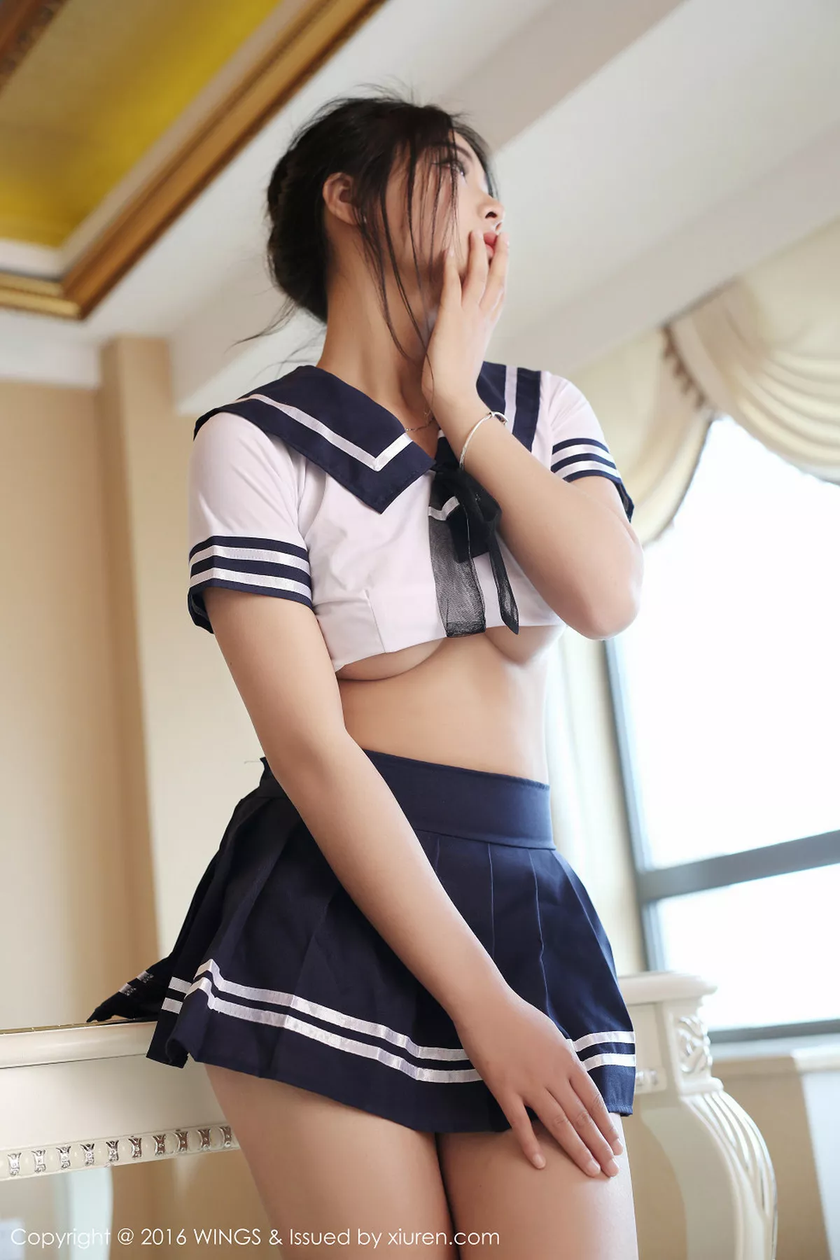 秀人集.com_[WingS影私荟]Vol.002_嫩模白微Sera黑色蕾丝内裤半裸上身诱惑曲线写真60P