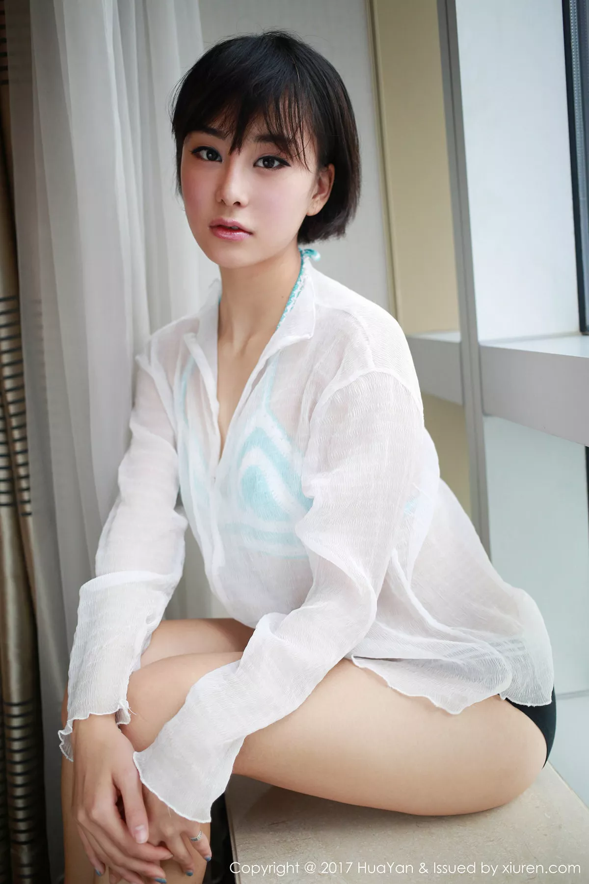 秀人集.com_[HuaYan花の颜]Vol.035_清新嫩模艺蕾居家欧美风黑色内裤秀完美身材性感翘臀写真43P