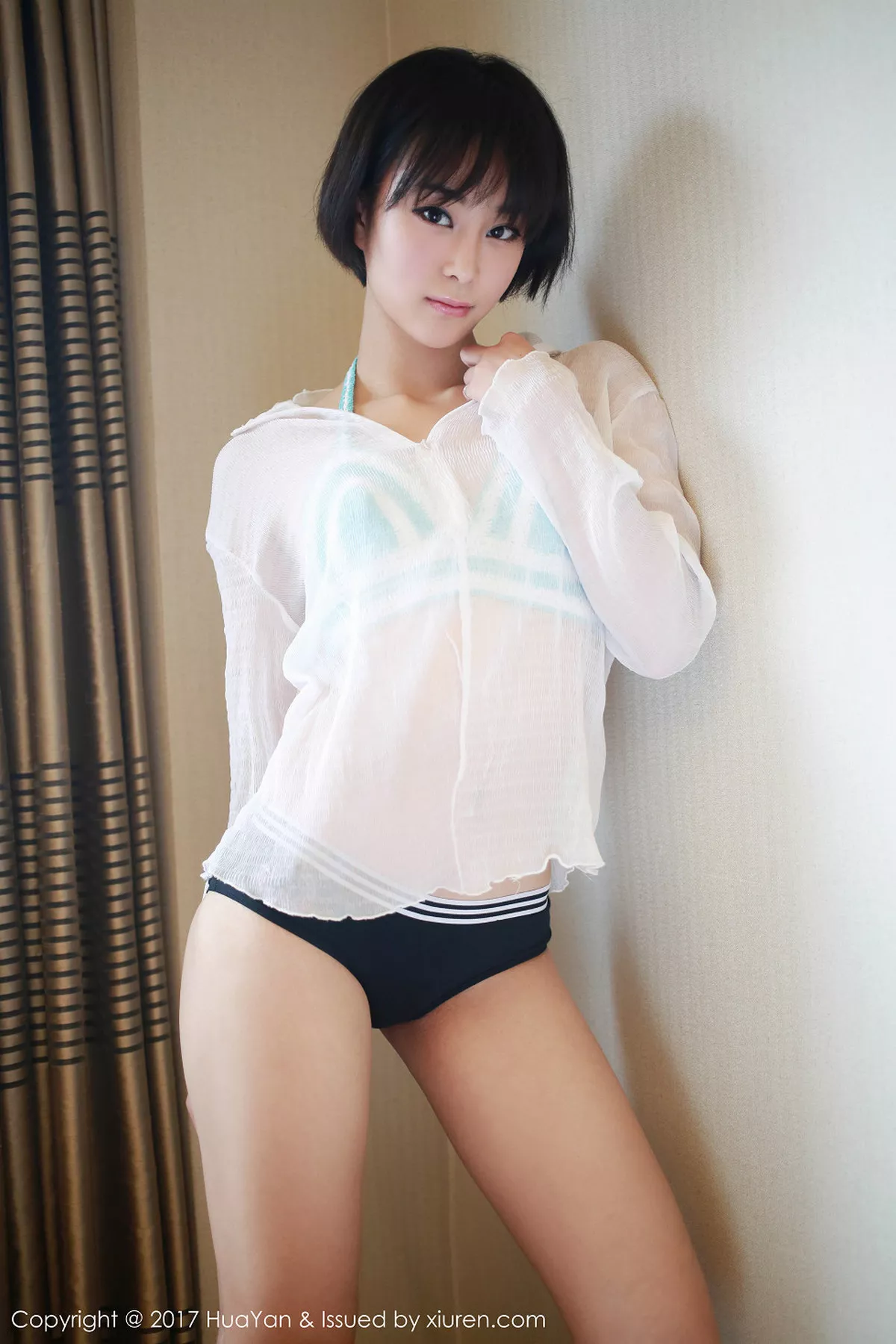 秀人集.com_[HuaYan花の颜]Vol.035_清新嫩模艺蕾居家欧美风黑色内裤秀完美身材性感翘臀写真43P
