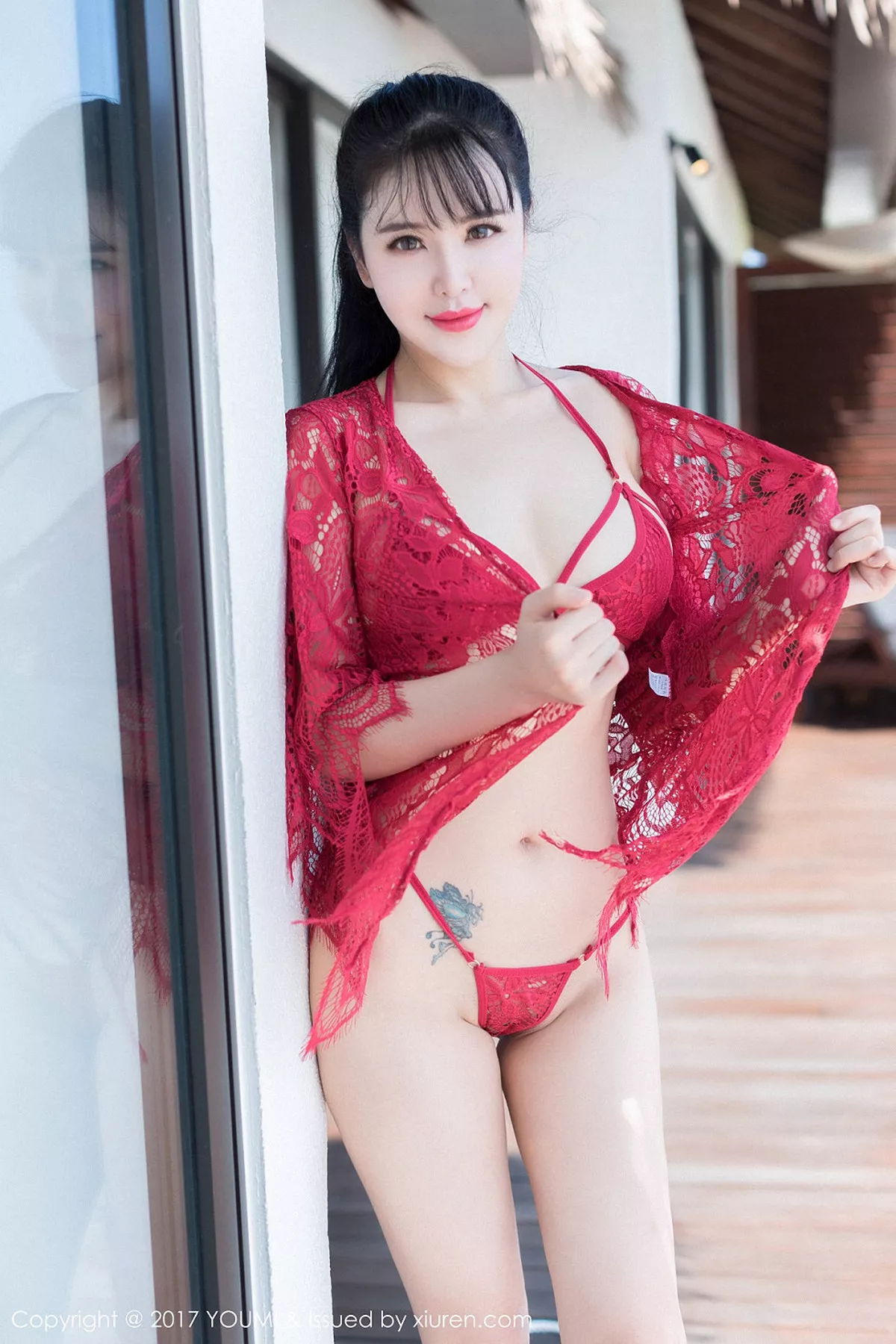 秀人集.com_[YouMi尤蜜荟]Vol.101_女神刘钰儿马尔代夫旅拍红色镂空内衣+黑色真空睡衣诱惑写真48P