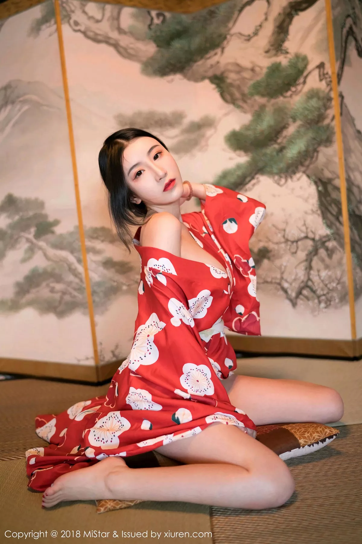 秀人集.com_[MiStar魅妍社]Vol.210_嫩模谢芷馨Sindy北海道旅拍娇艳红色和服半露豪乳诱惑写真43P