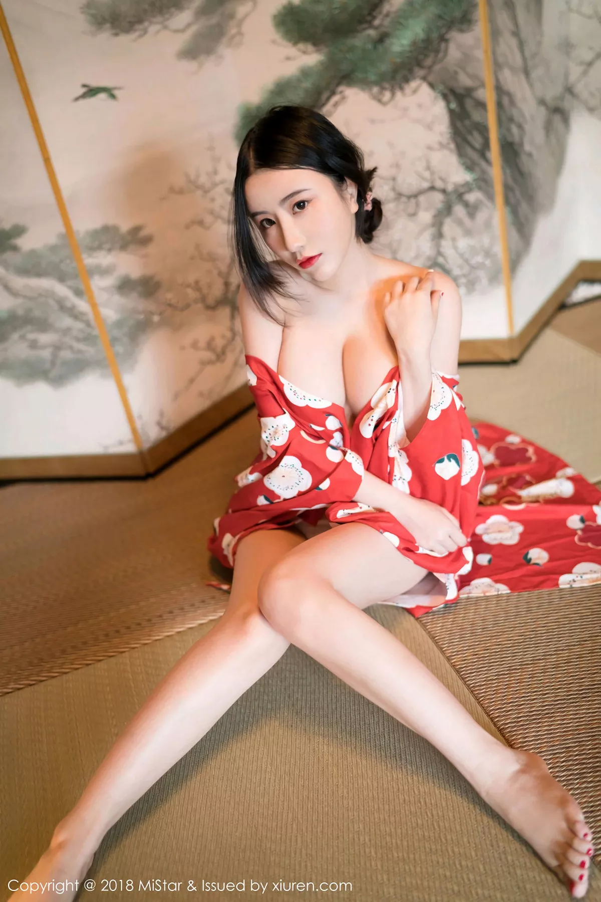 秀人集.com_[MiStar魅妍社]Vol.210_嫩模谢芷馨Sindy北海道旅拍娇艳红色和服半露豪乳诱惑写真43P