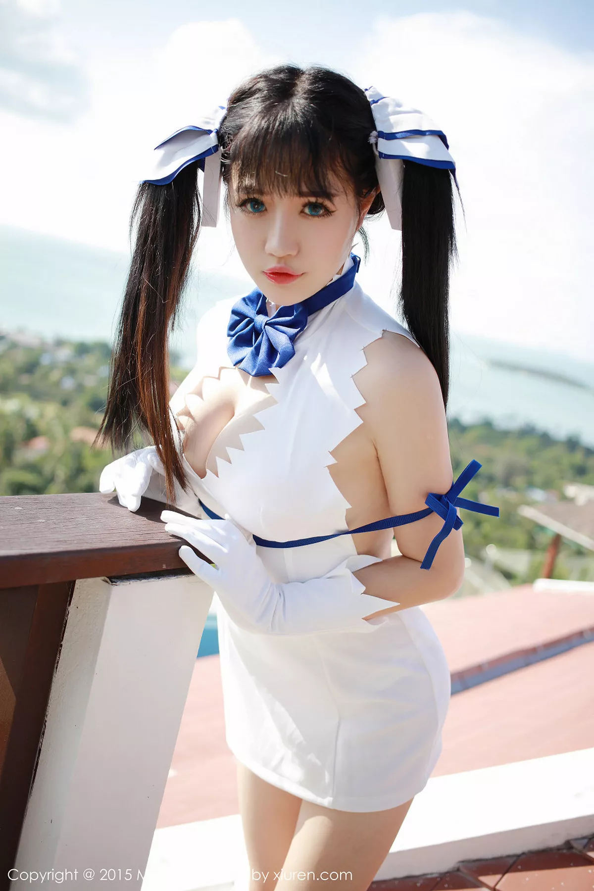 秀人集.com_[MFStar模范学院]Vol.036_萌妹徐cake白色开档短裙迷人豪乳性感翘臀写真50P