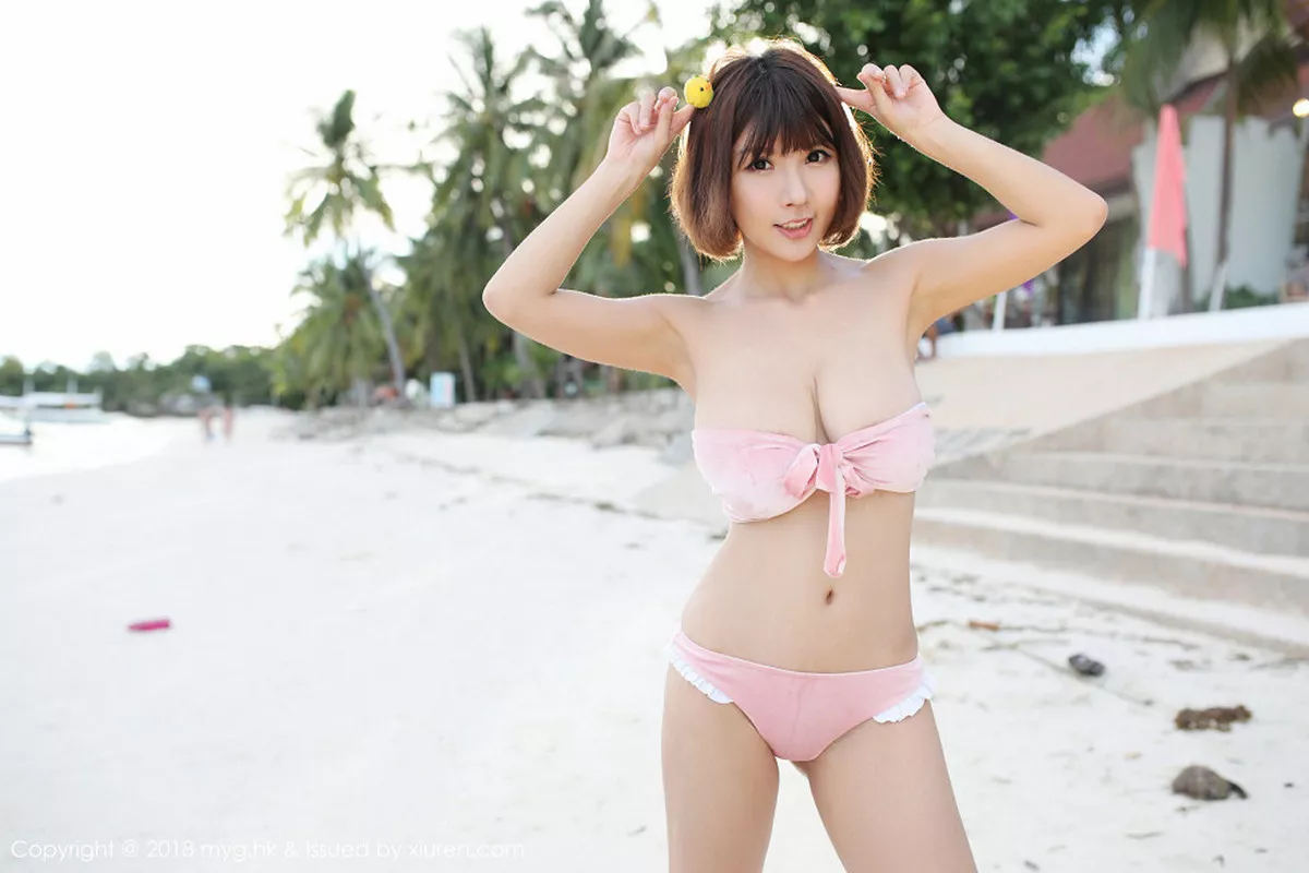 秀人集.com_[MyGirl美媛馆]Vol.308_女神晓茜sunny沙滩边粉色比基尼秀完美身材傲人豪乳诱惑写真44P