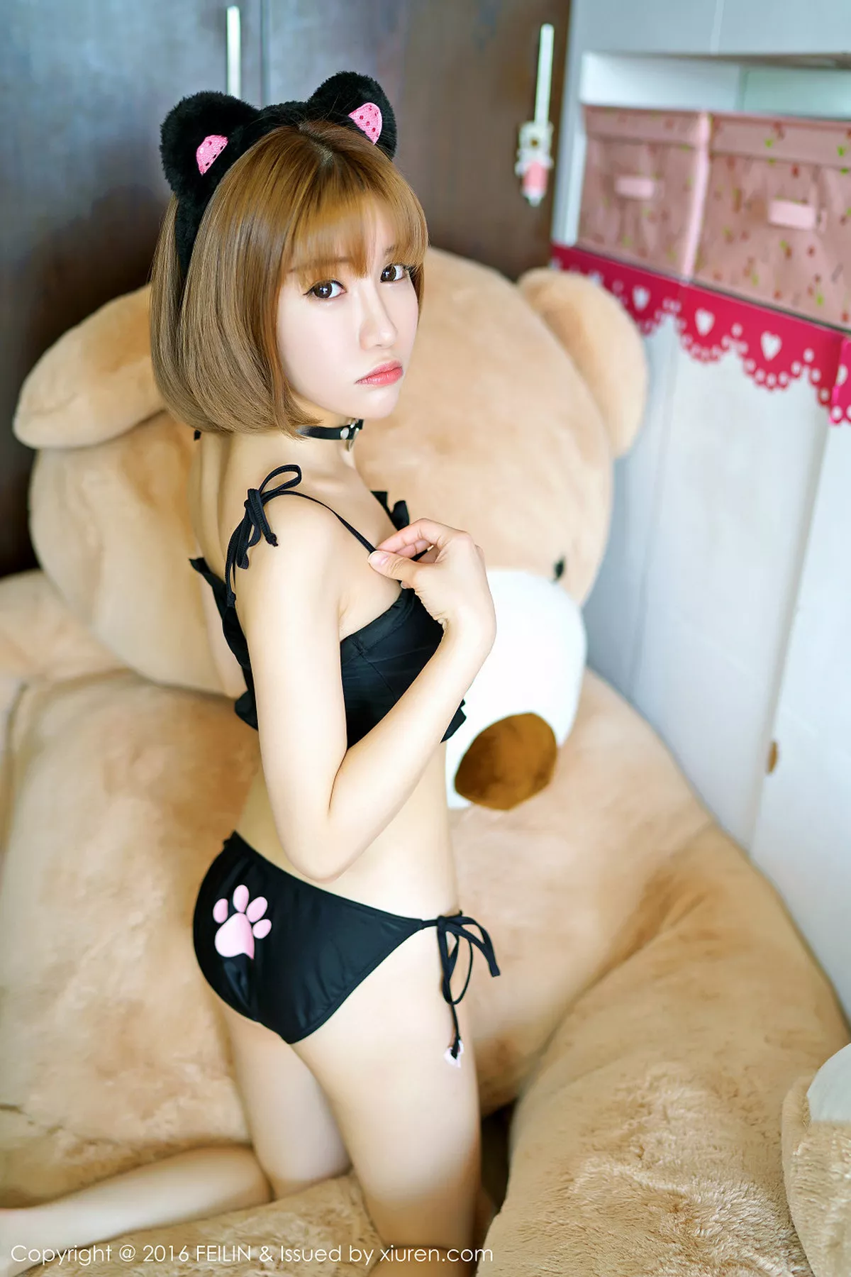秀人集.com_[FeiLin嗲囡囡]Vol.034_嫩模K8傲娇萌萌性感猫女郎COS大尺度全裸诱惑写真46P