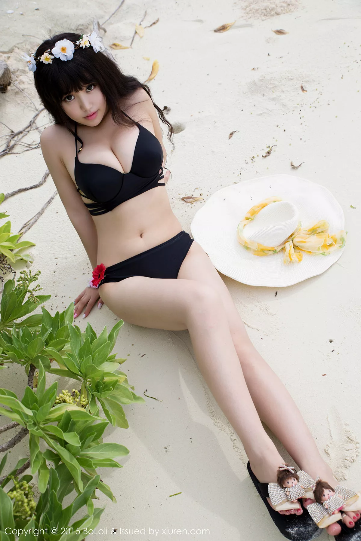 秀人集.com_[BoLoli波萝社]Vol.042_嫩模Barbie可儿马尔代夫旅拍黑色内衣秀童颜巨乳写真46P