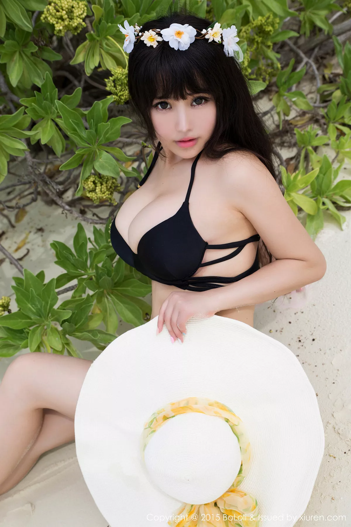 秀人集.com_[BoLoli波萝社]Vol.042_嫩模Barbie可儿马尔代夫旅拍黑色内衣秀童颜巨乳写真46P