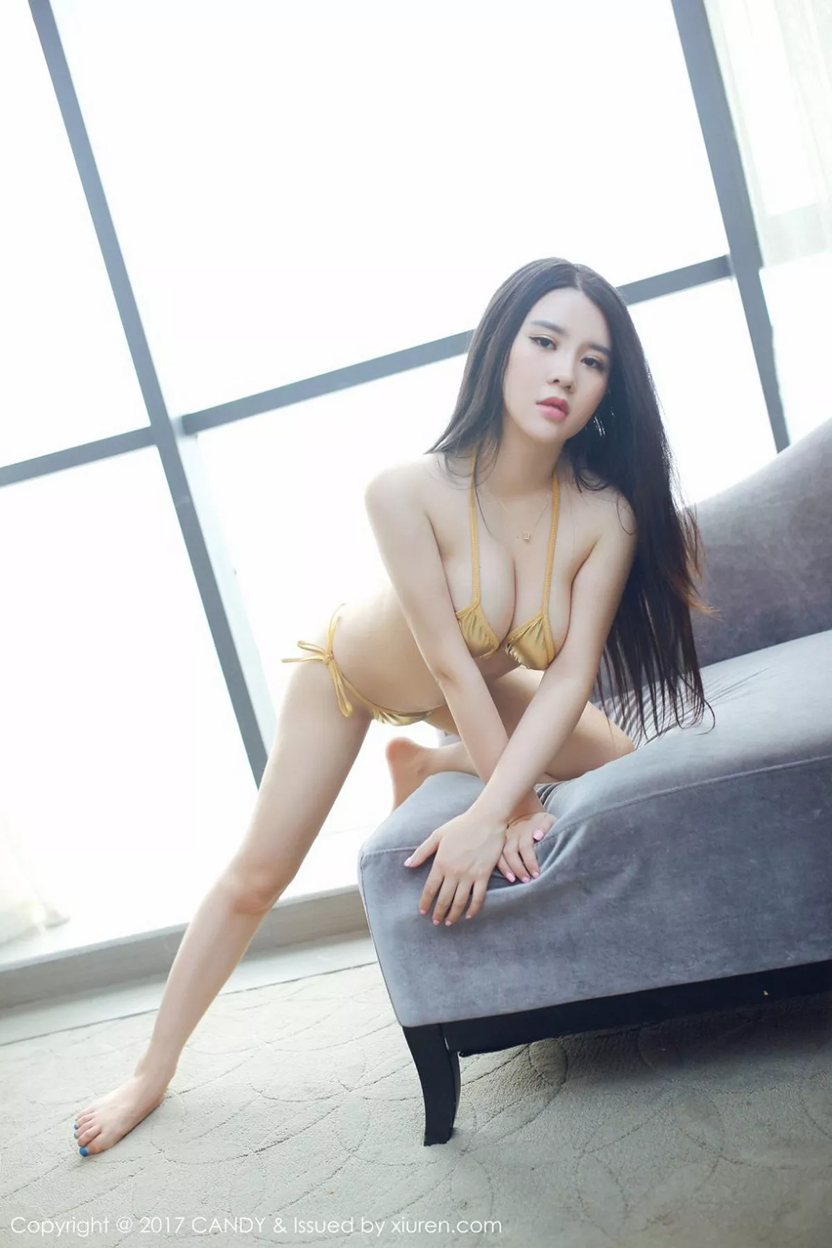 秀人集.com_[Candy糖果画报]Vol.012_性感美女Sukki三点式黄金比基尼+透视内衣湿身诱惑写真44P