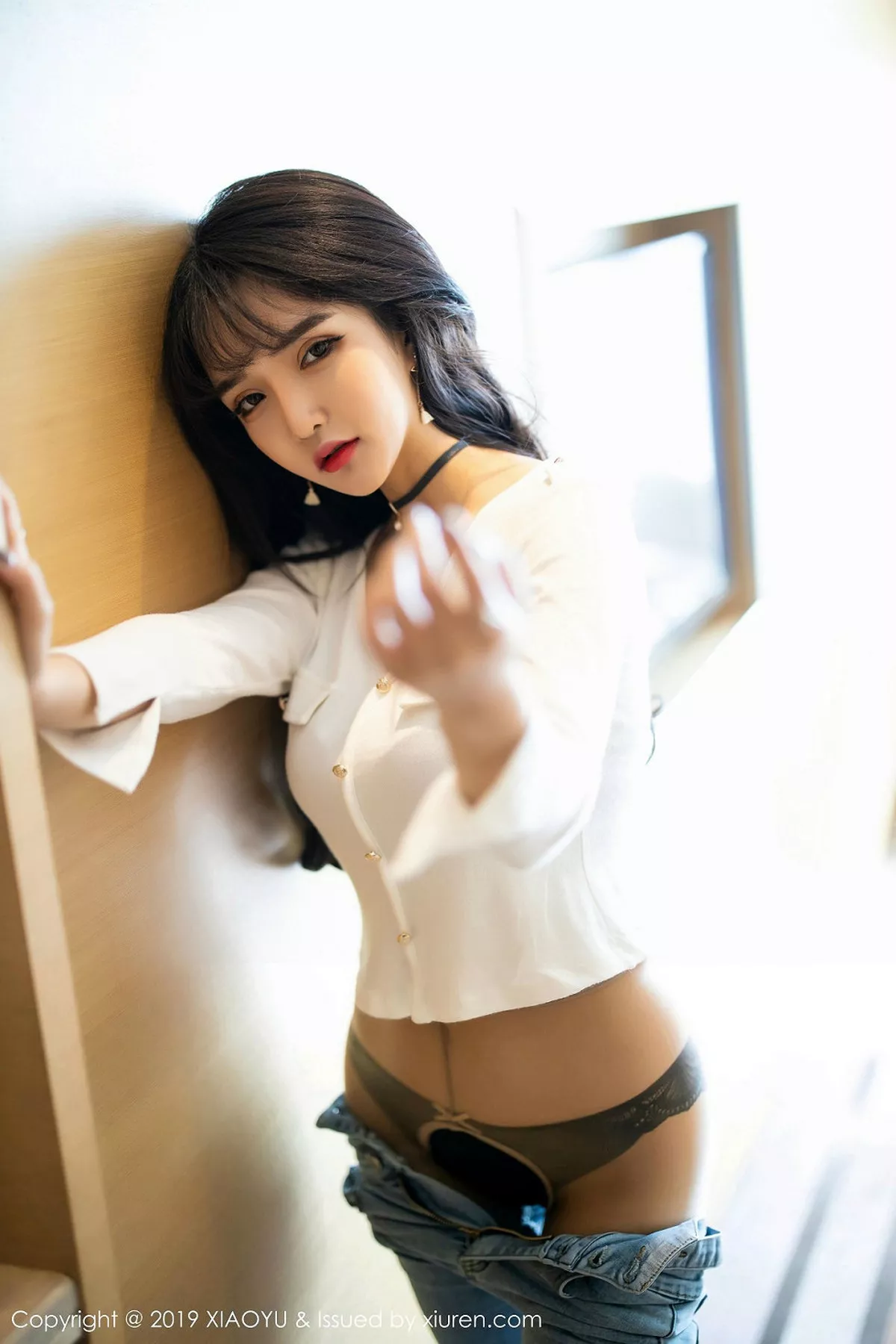 秀人集.com_[XiaoYu画语界]Vol.212_嫩模Miko酱吖私房脱紧身牛仔裤露超薄肉丝撩人诱惑写真108P