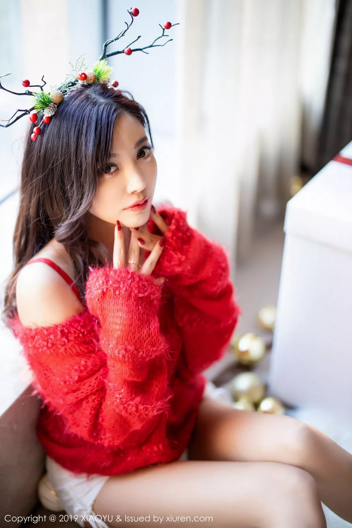 秀人集.com_[XiaoYu画语界]Vol.221_女神杨晨晨sugar圣诞主题性感红色内衣秀完美身材诱惑写真71P