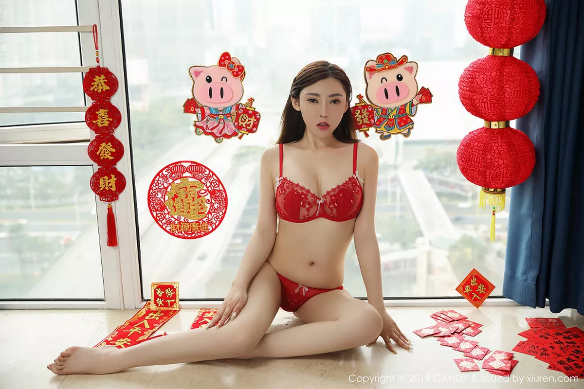 秀人集.com_[Candy网红馆]Vol.070_嫩模萌汉药baby新春祝福性感红色内衣秀完美身材诱惑写真42P