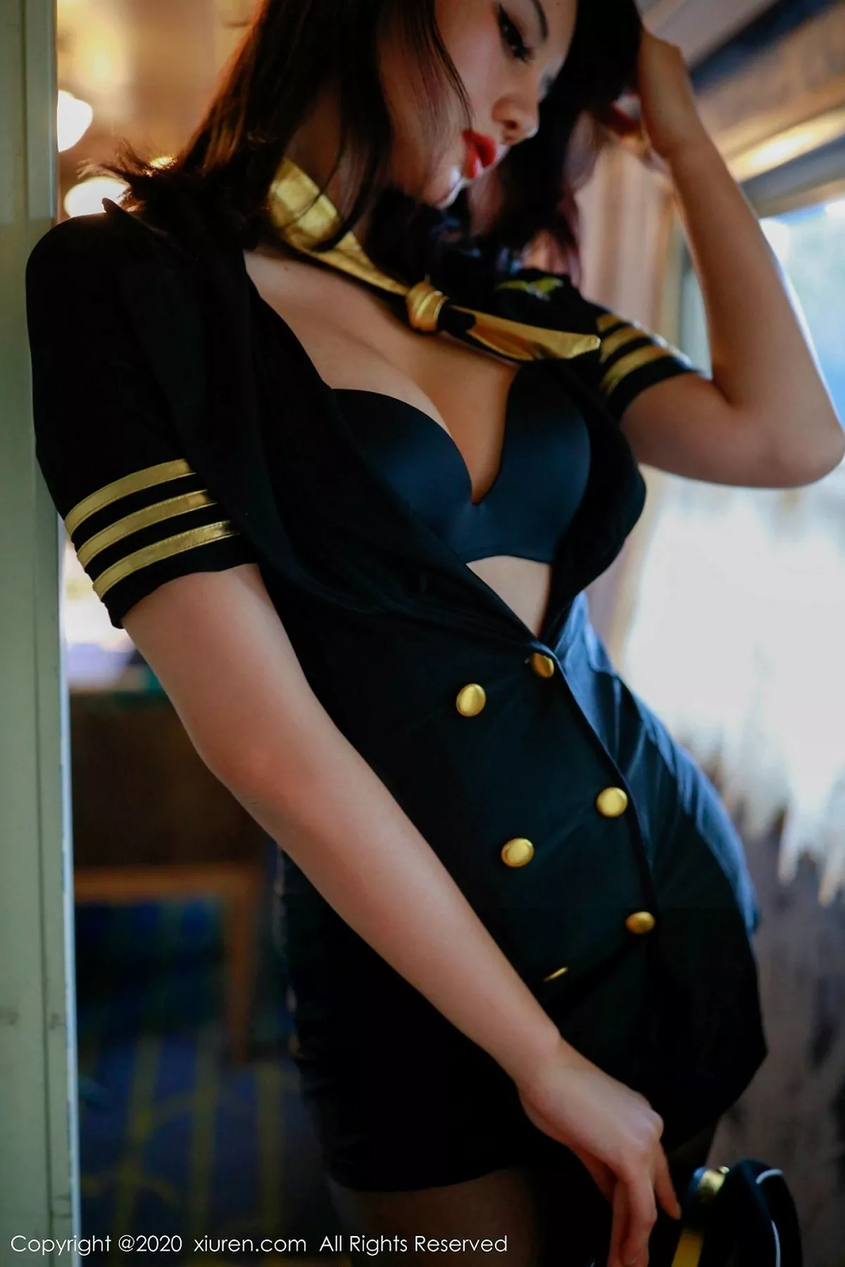 秀人集.com_[XiuRen秀人网]No.2036_嫩模就是阿朱啊列车服务员主题透视缕空蕾丝内裤极致诱惑写真102P