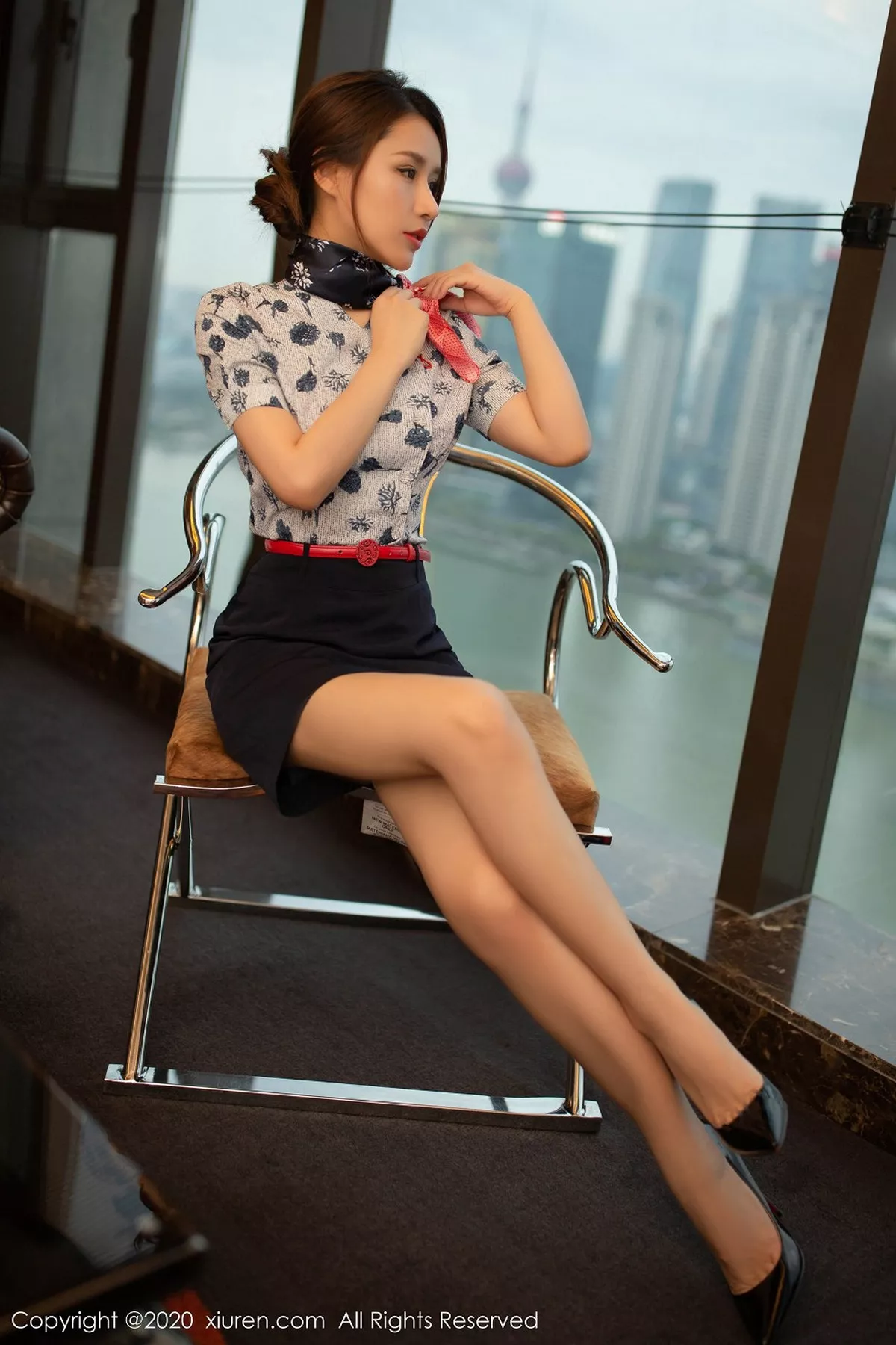 秀人集.com_[XiuRen秀人网]No.2117_嫩模徐安安私房空姐主题性感红色蕾丝内衣配开档肉丝诱惑写真78P