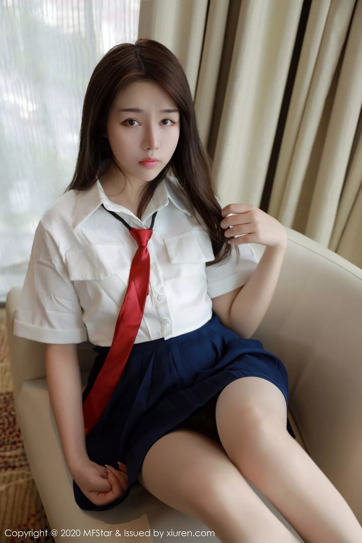 秀人集.com_[MFStar模范学院]Vol.362_嫩模梦梵私房性感JK制服露蕾丝内裤秀翘臀诱惑写真53P