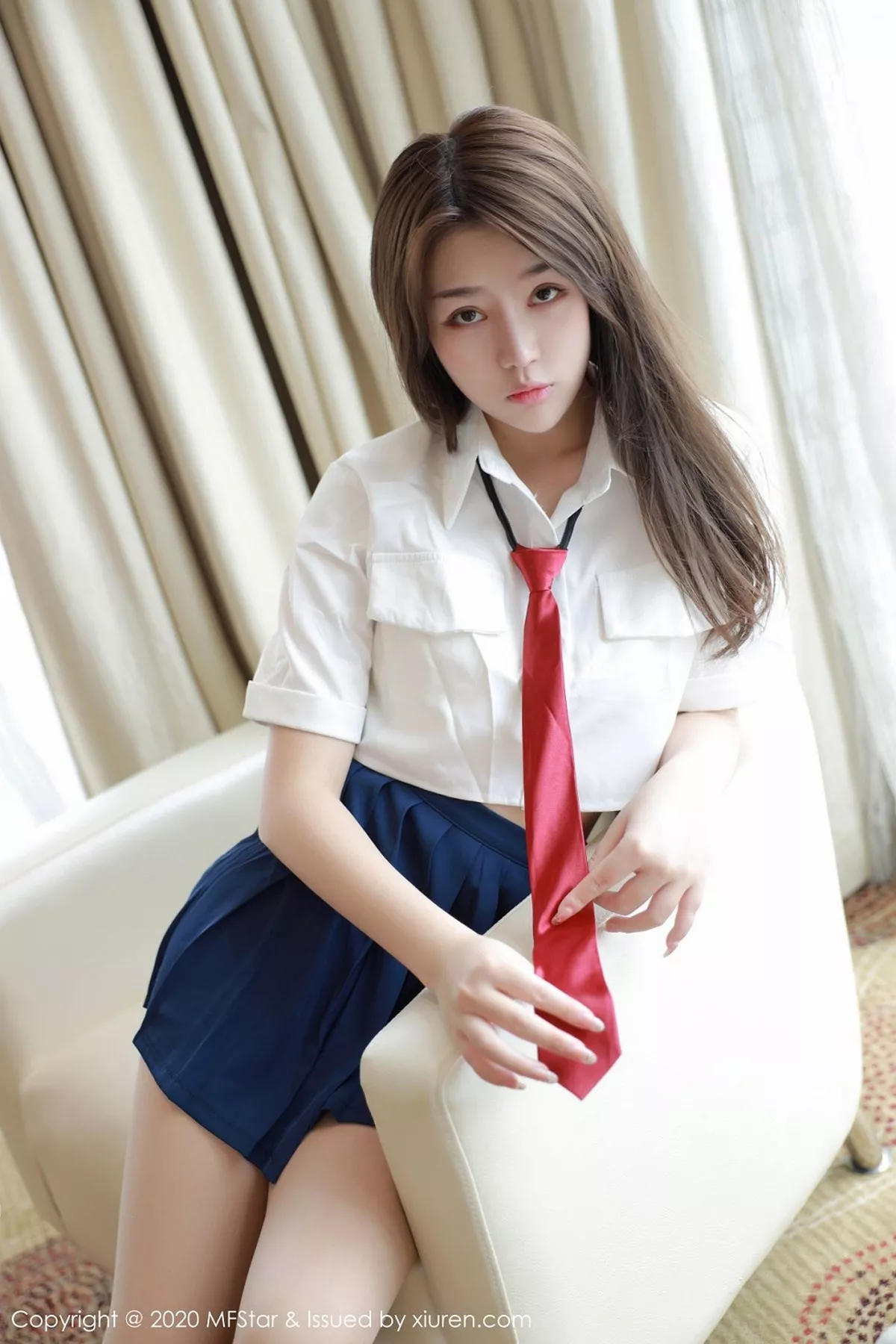 秀人集.com_[MFStar模范学院]Vol.362_嫩模梦梵私房性感JK制服露蕾丝内裤秀翘臀诱惑写真53P