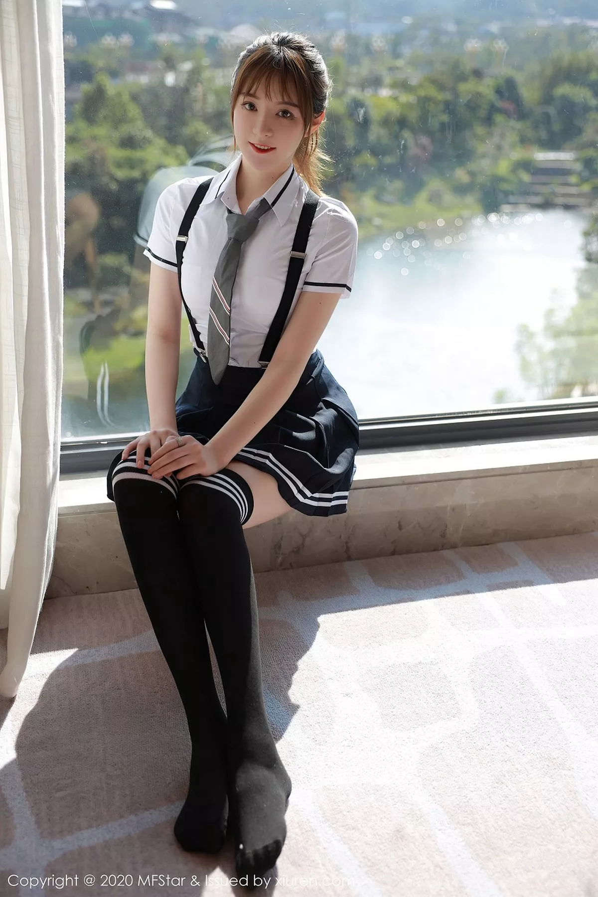 秀人集.com_[MFStar模范学院]Vol.390_嫩模yoo优优四川旅拍学院风校服主题半脱露性感内衣写真67P