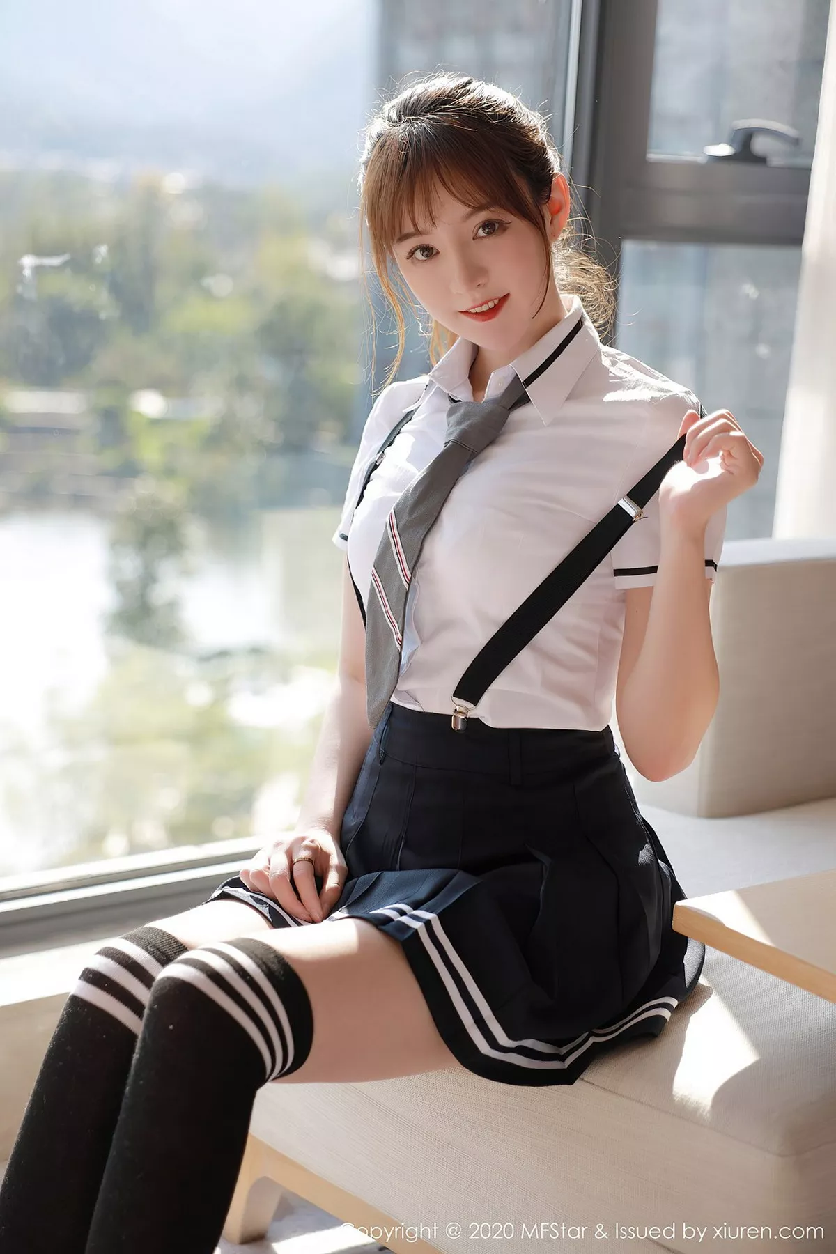 秀人集.com_[MFStar模范学院]Vol.390_嫩模yoo优优四川旅拍学院风校服主题半脱露性感内衣写真67P