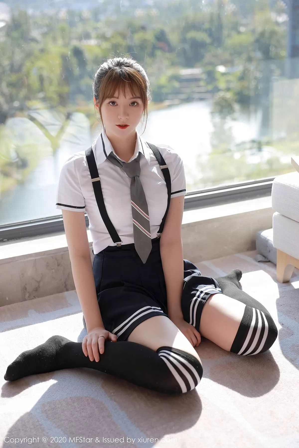 秀人集.com_[MFStar模范学院]Vol.390_嫩模yoo优优四川旅拍学院风校服主题半脱露性感内衣写真67P