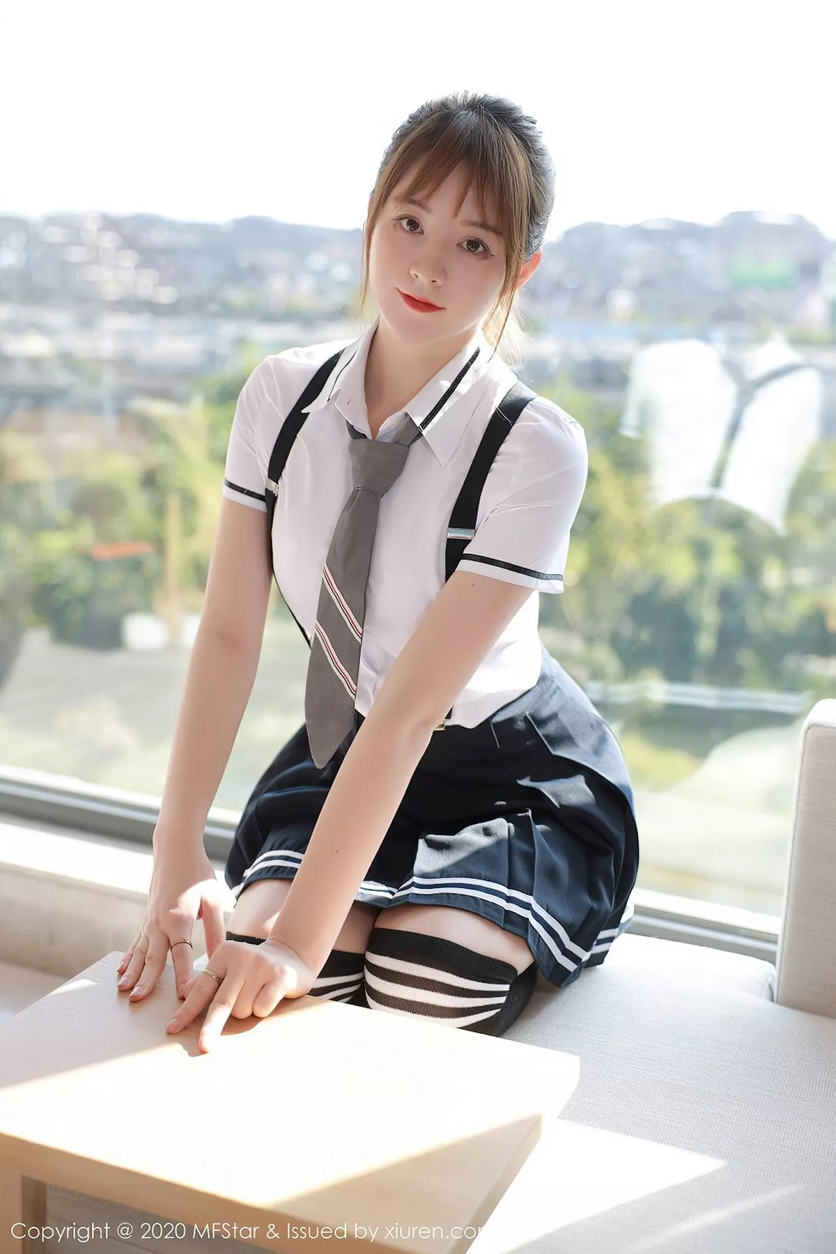 秀人集.com_[MFStar模范学院]Vol.390_嫩模yoo优优四川旅拍学院风校服主题半脱露性感内衣写真67P