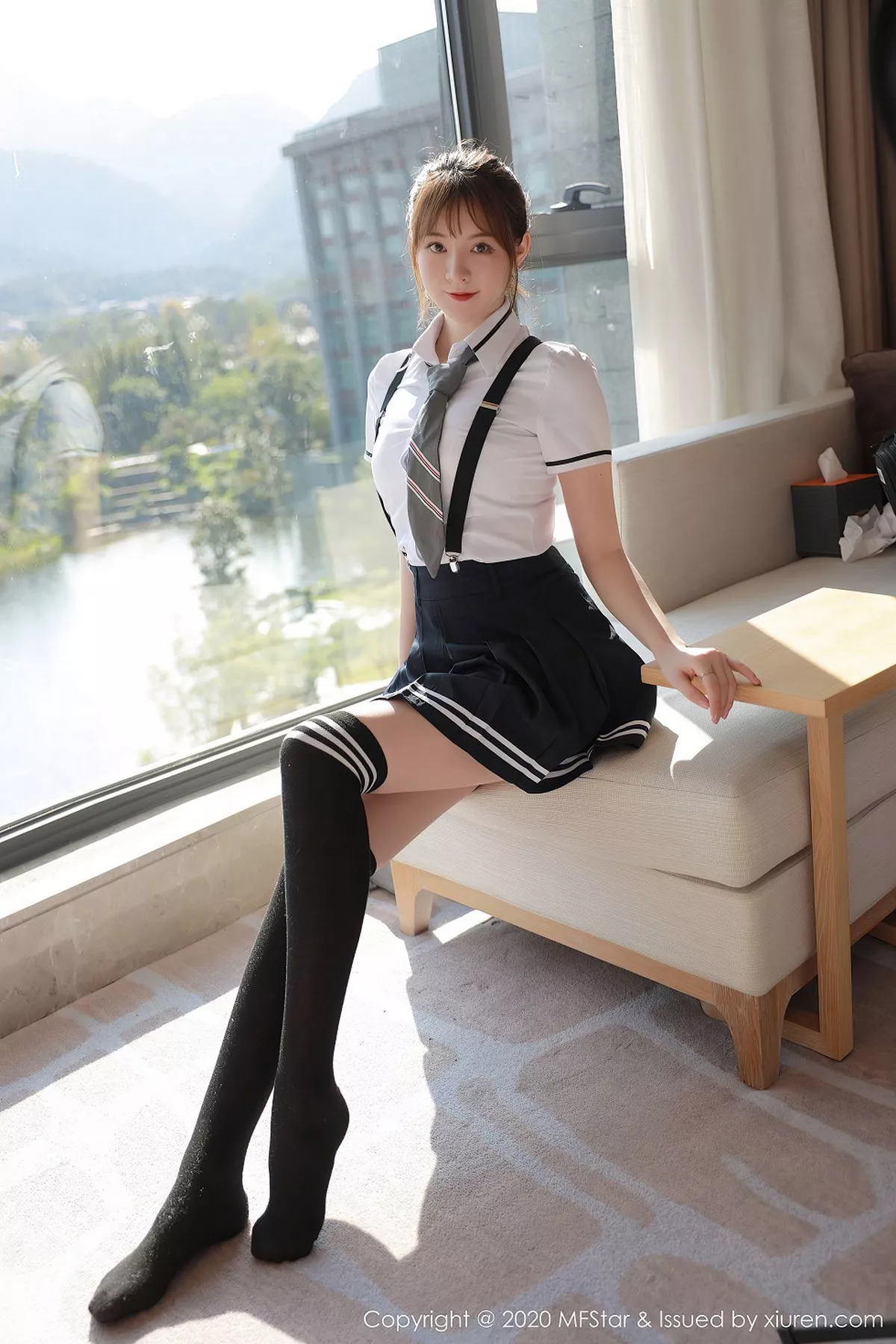 秀人集.com_[MFStar模范学院]Vol.390_嫩模yoo优优四川旅拍学院风校服主题半脱露性感内衣写真67P