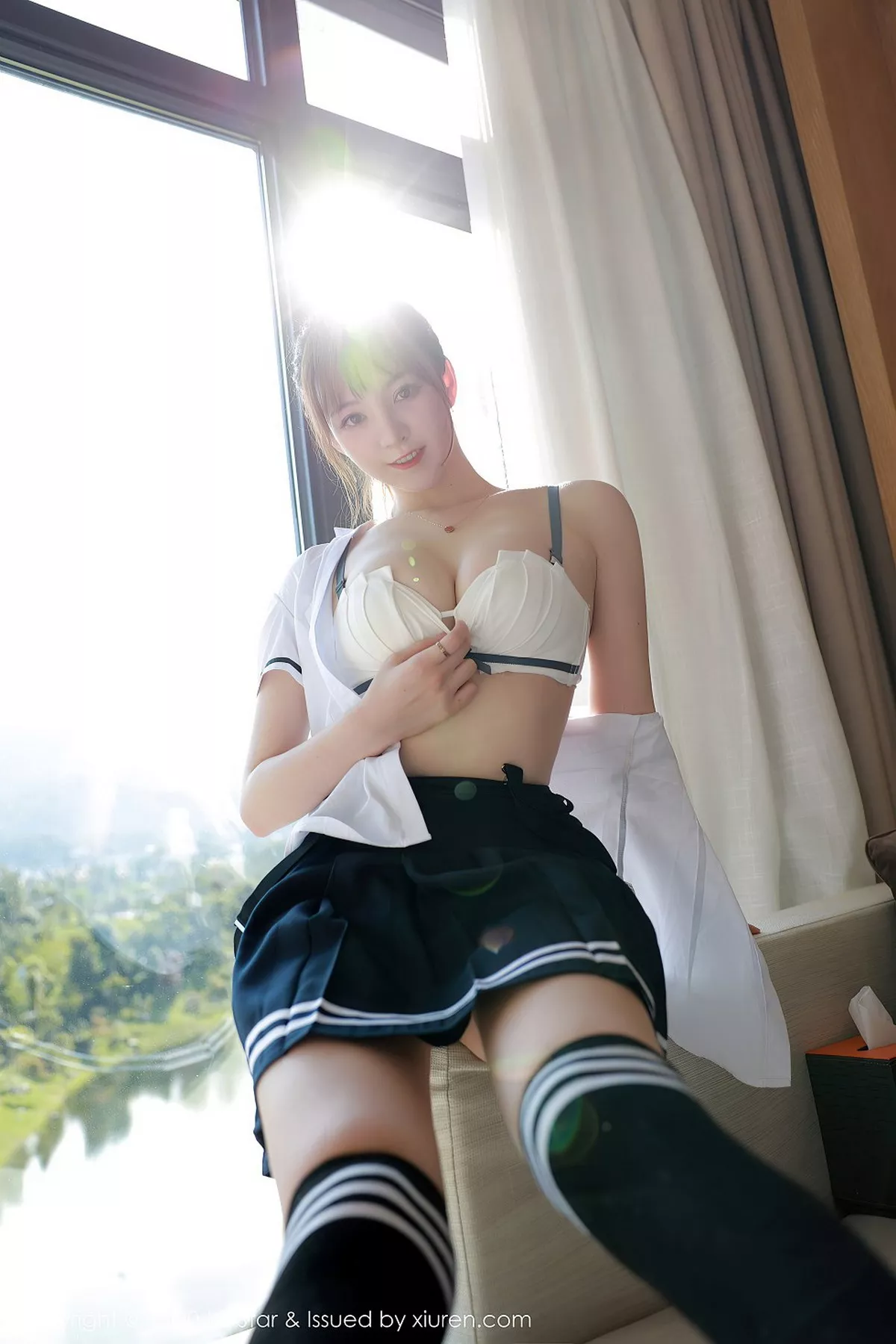 秀人集.com_[MFStar模范学院]Vol.390_嫩模yoo优优四川旅拍学院风校服主题半脱露性感内衣写真67P