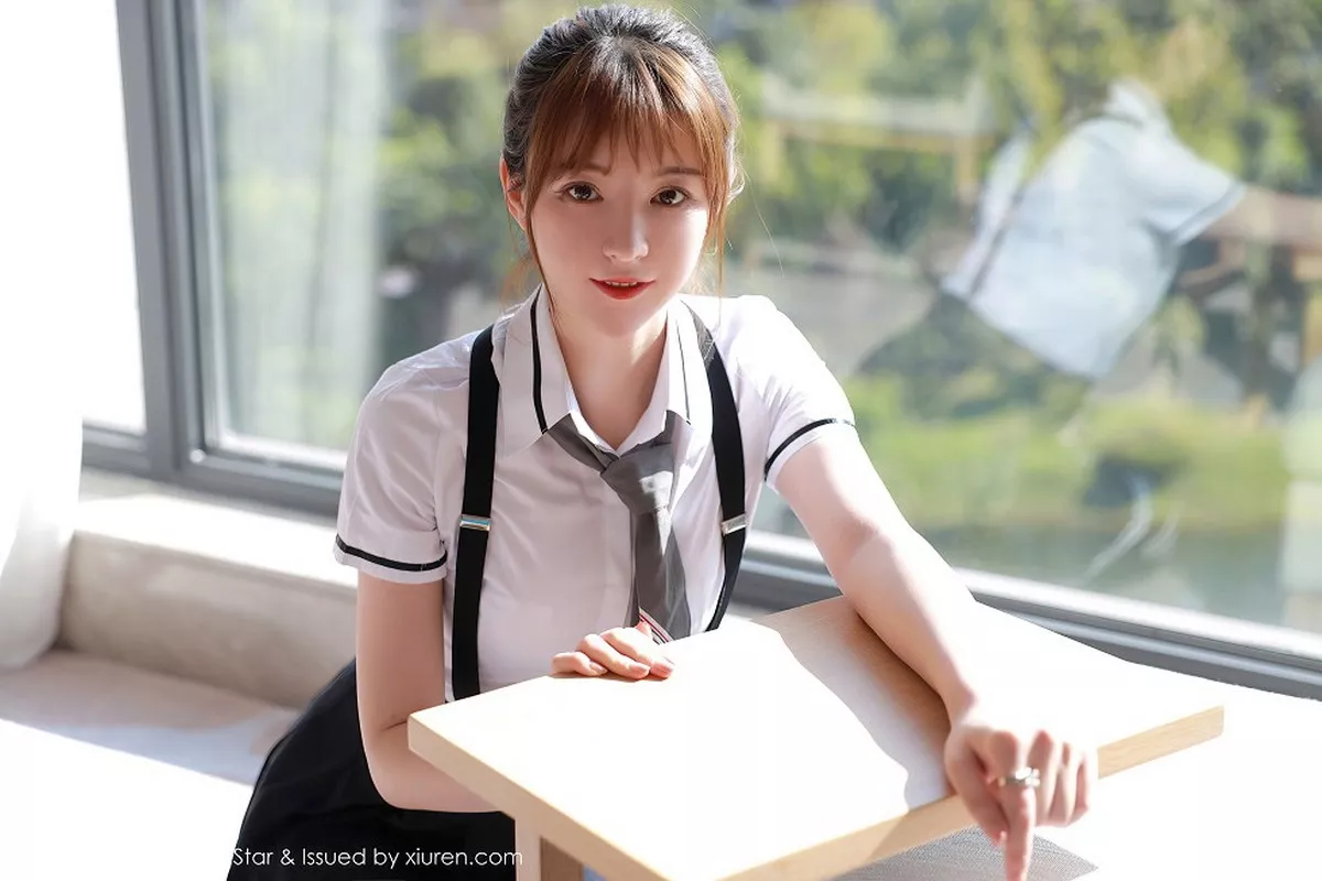 秀人集.com_[MFStar模范学院]Vol.390_嫩模yoo优优四川旅拍学院风校服主题半脱露性感内衣写真67P