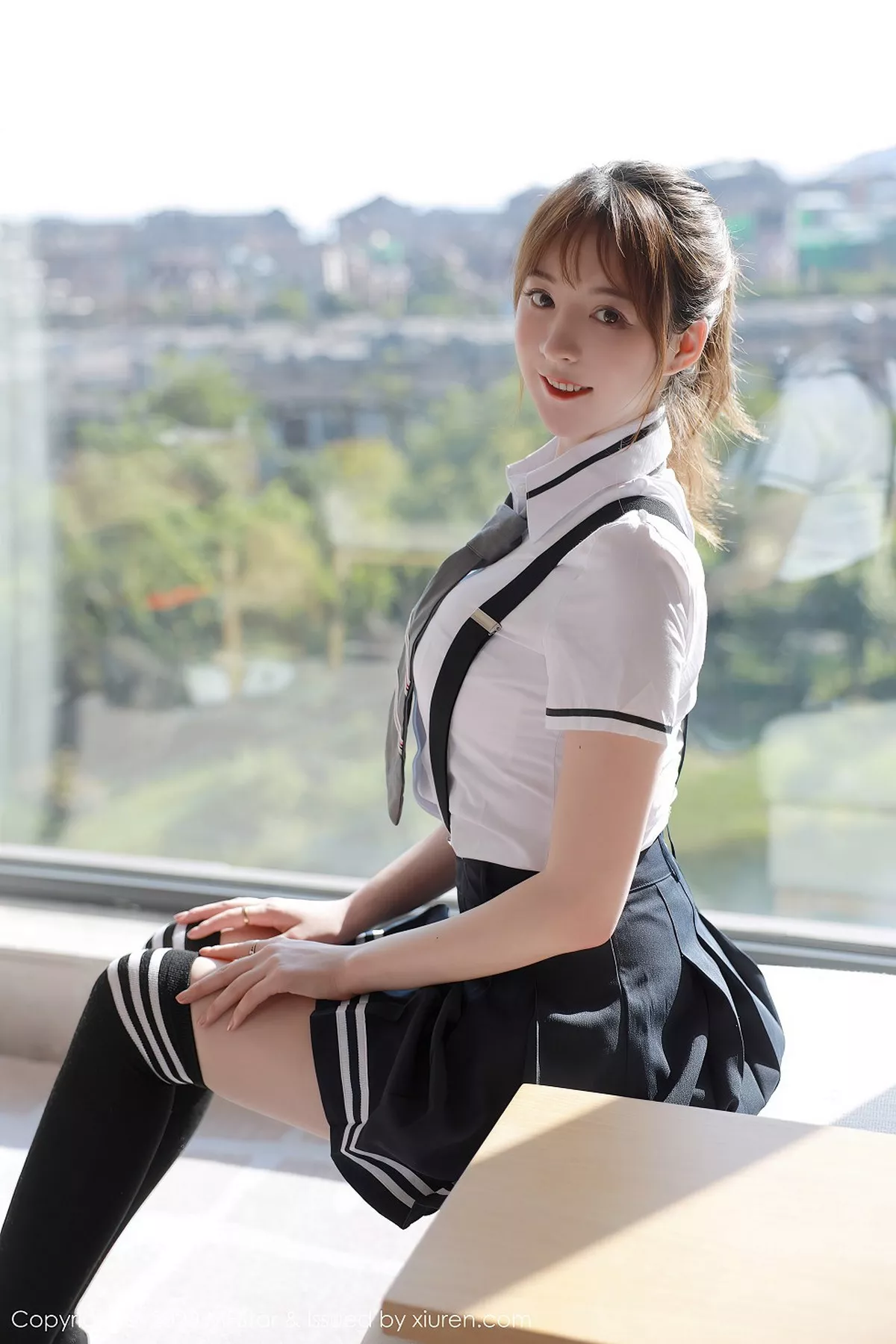 秀人集.com_[MFStar模范学院]Vol.390_嫩模yoo优优四川旅拍学院风校服主题半脱露性感内衣写真67P