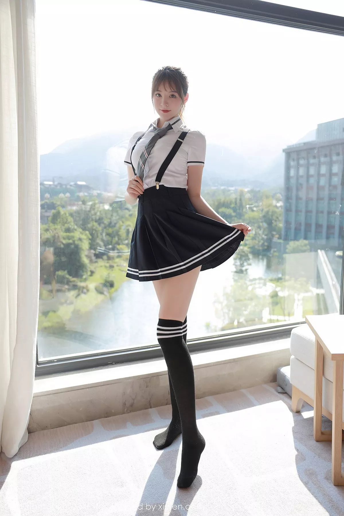 秀人集.com_[MFStar模范学院]Vol.390_嫩模yoo优优四川旅拍学院风校服主题半脱露性感内衣写真67P
