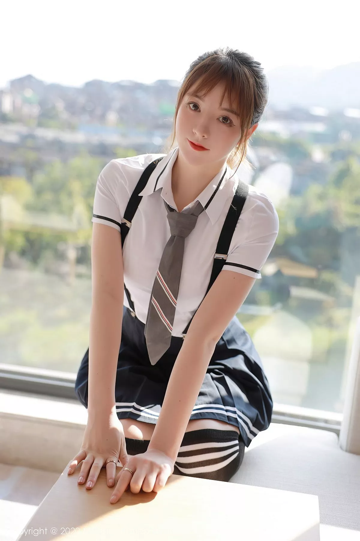 秀人集.com_[MFStar模范学院]Vol.390_嫩模yoo优优四川旅拍学院风校服主题半脱露性感内衣写真67P