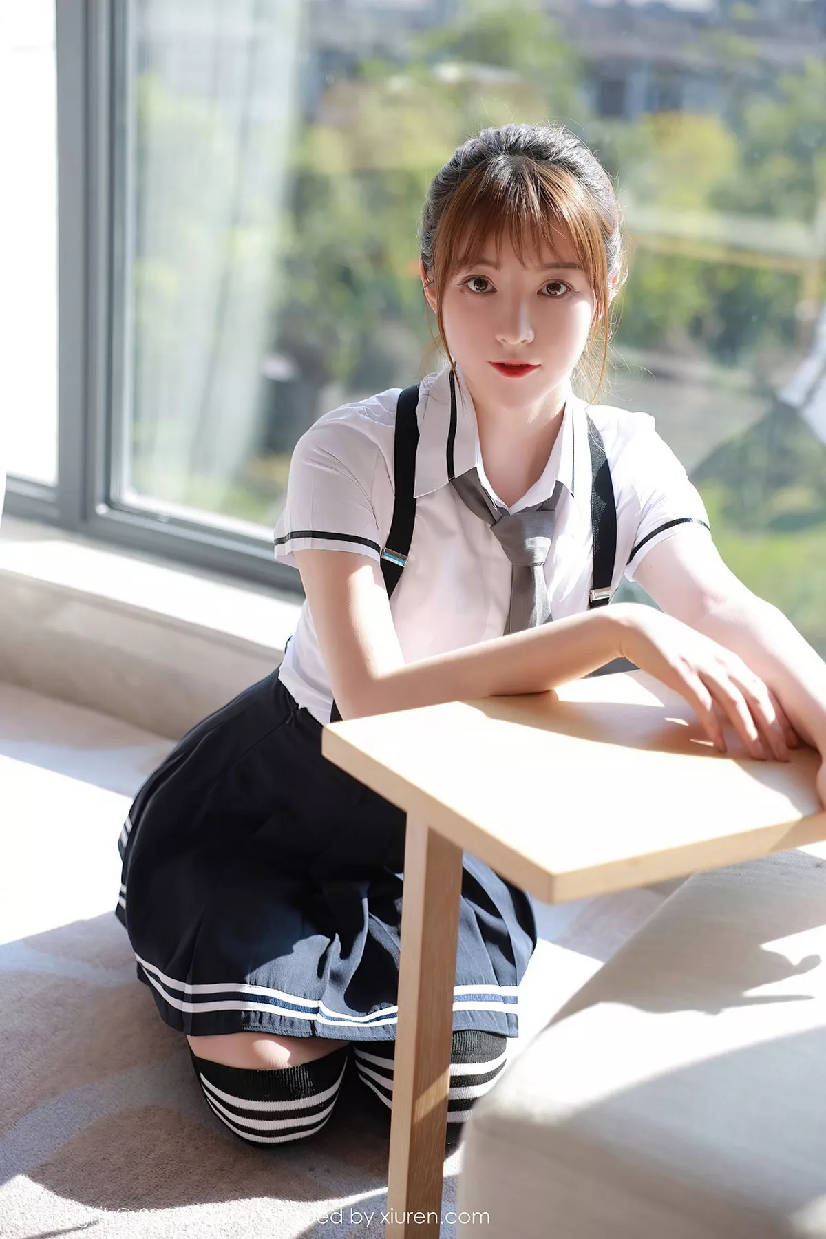 秀人集.com_[MFStar模范学院]Vol.390_嫩模yoo优优四川旅拍学院风校服主题半脱露性感内衣写真67P