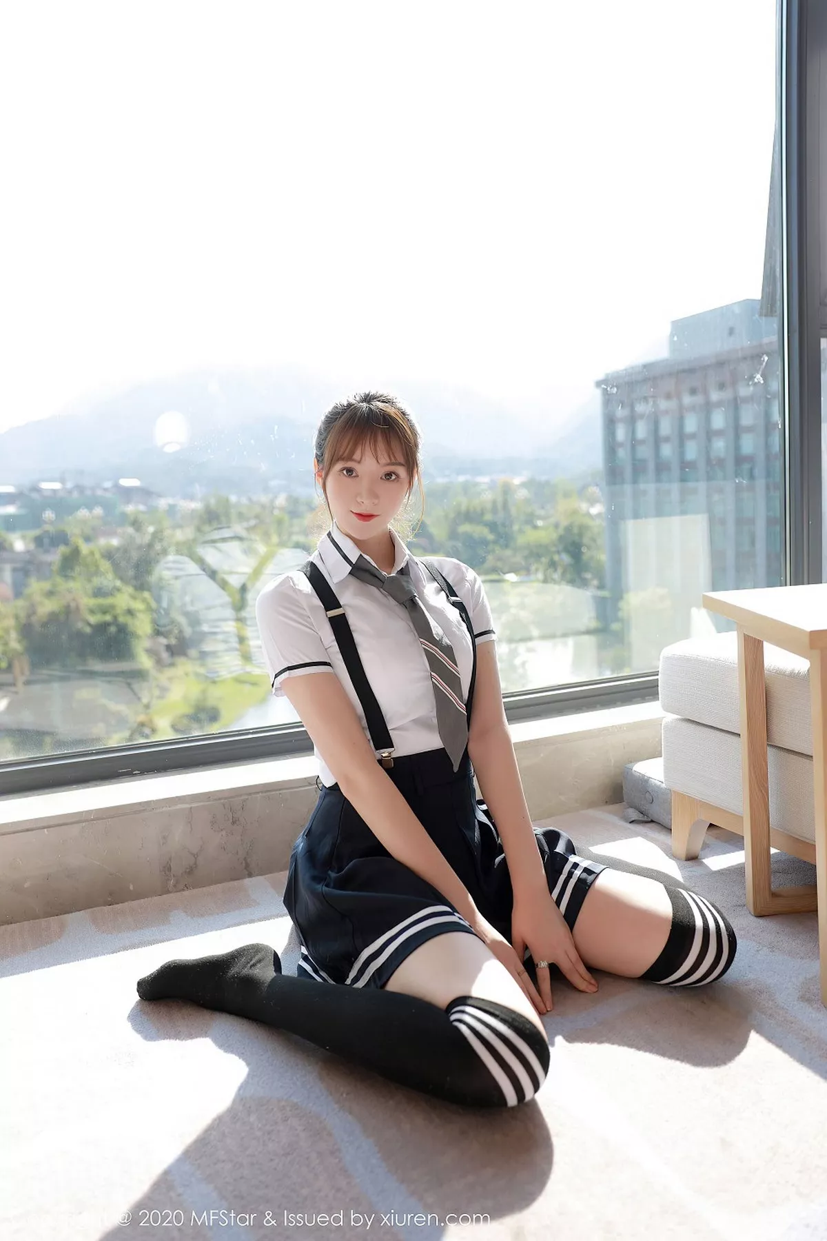 秀人集.com_[MFStar模范学院]Vol.390_嫩模yoo优优四川旅拍学院风校服主题半脱露性感内衣写真67P