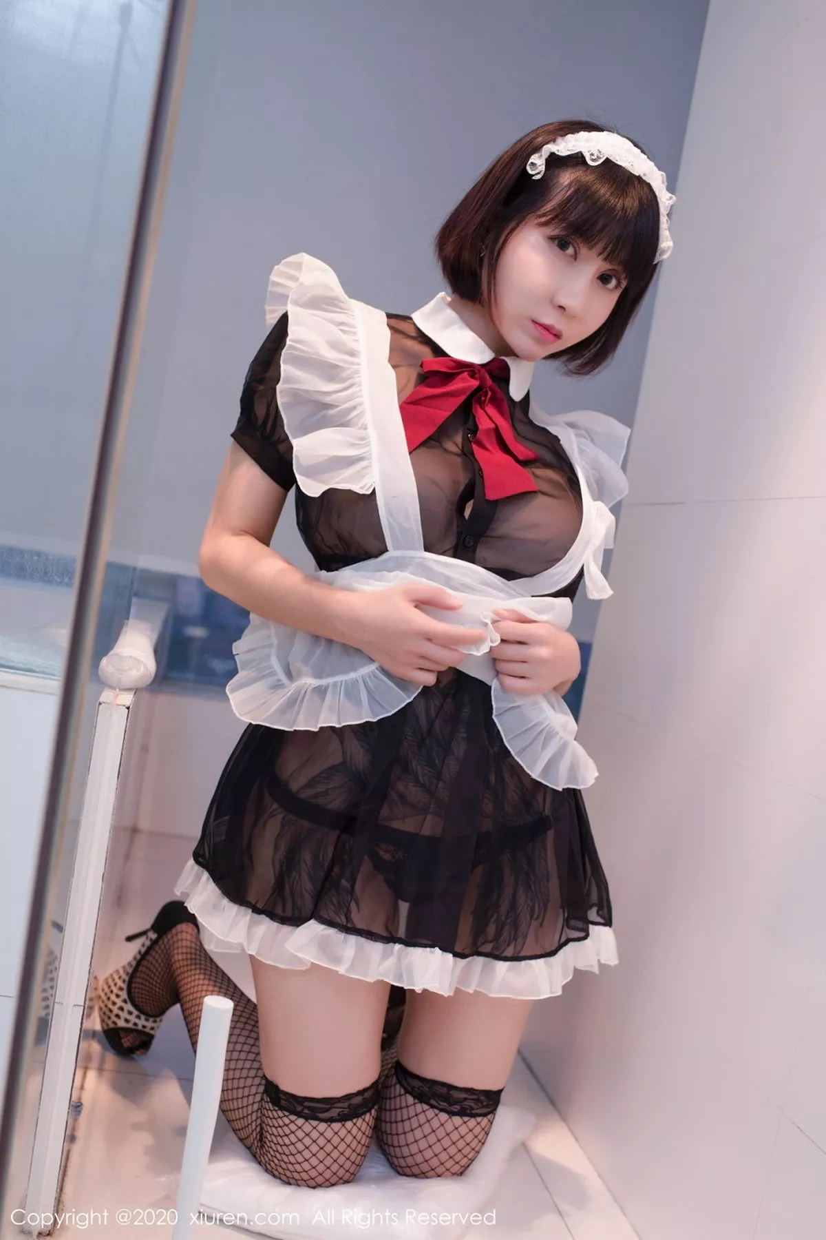 秀人集.com_[XiuRen秀人网]No.2494_大美妞安妮斯朵拉Ann私房黑色女仆装配黑丝渔网极致魅惑写真55P