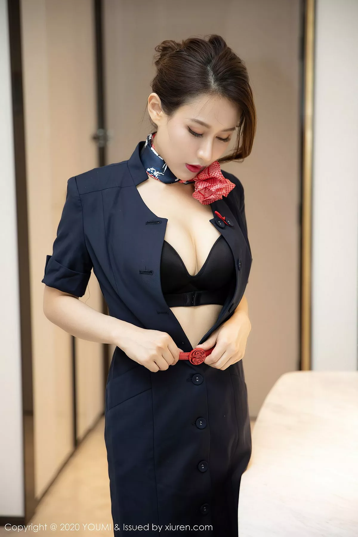 秀人集.com_[YouMi尤蜜荟]Vol.536_嫩模徐安安私房空乘制服配无内黑丝裤袜情趣捆绑诱惑写真56P