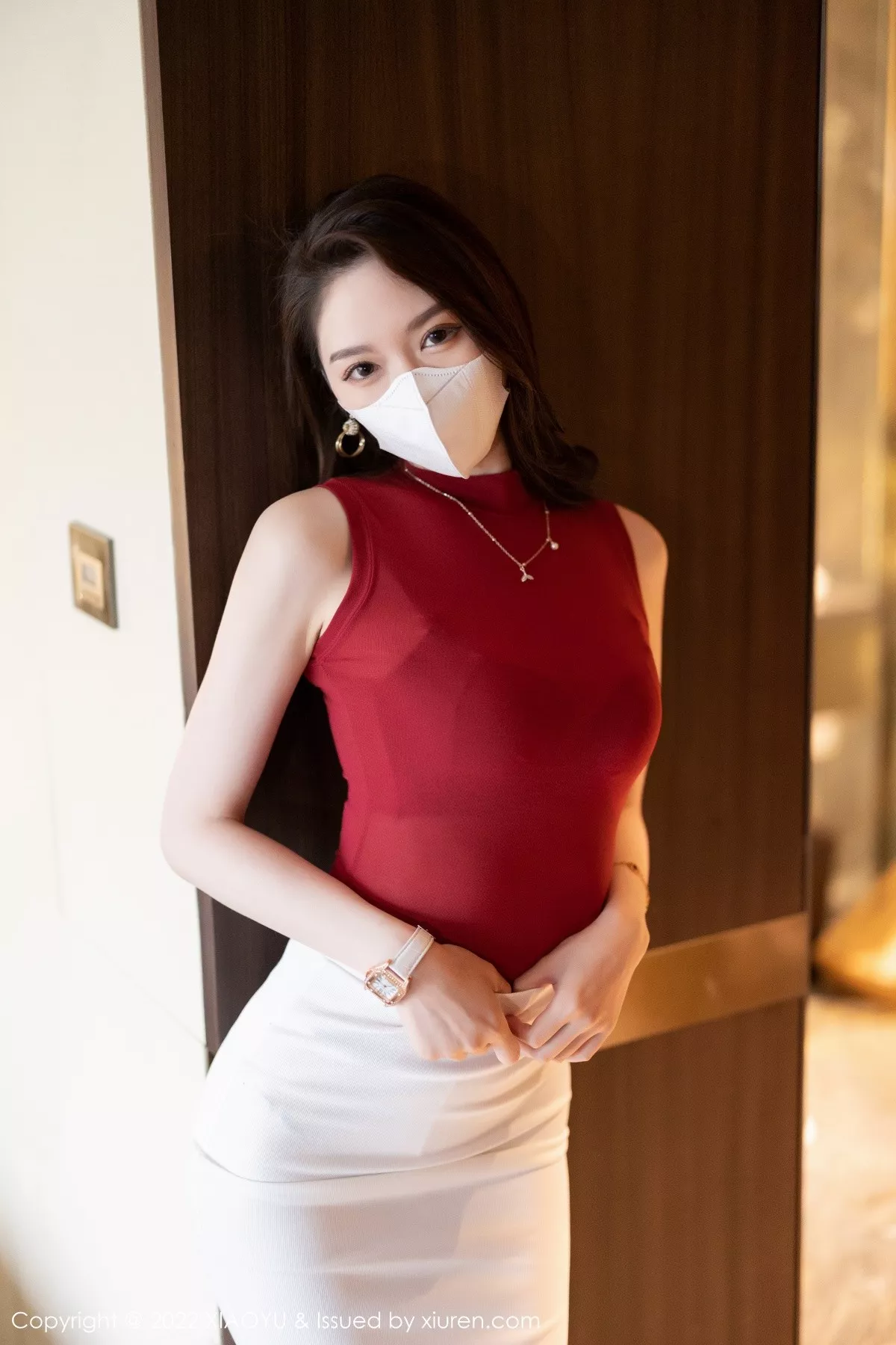 秀人集.com_[XiaoYu画语界]Vol.814_模特梦心玥性感收身上衣配白短裙露红色内衣超薄肉丝诱惑写真97P