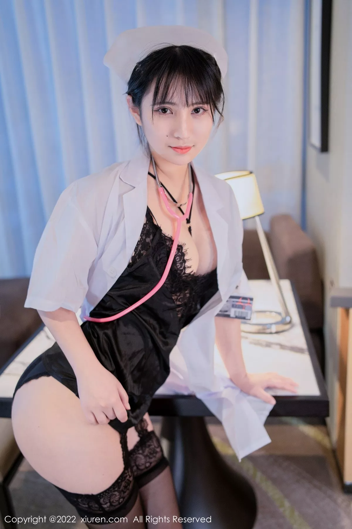 秀人集.com_[XiuRen秀人网]No.5202_模特久久Aimee私房性感白衣天使服饰下黑色蕾丝内衣诱惑写真62P
