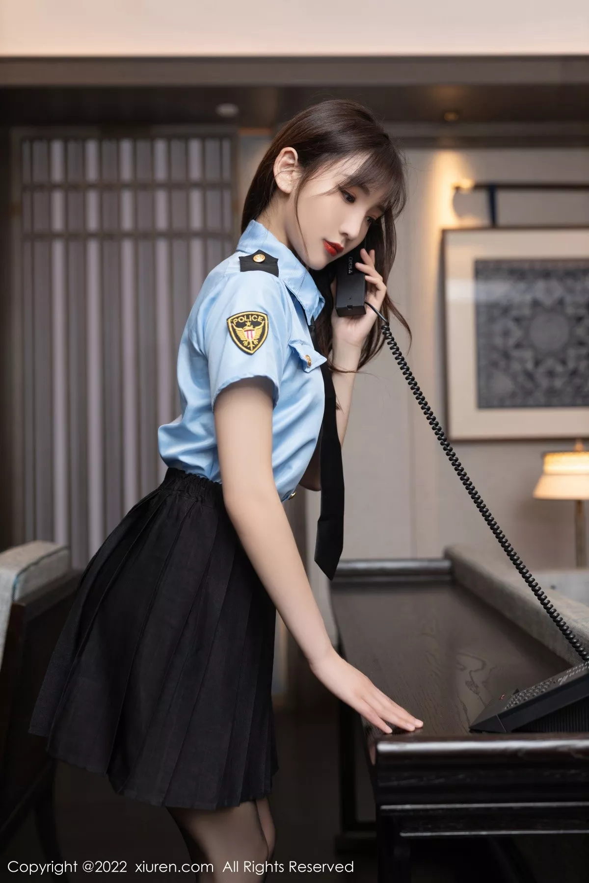 秀人集.com_[XiuRen秀人网]No.5461_模特陆萱萱性感女警官制服半脱露深蓝色蕾丝内衣完美诱惑写真84P