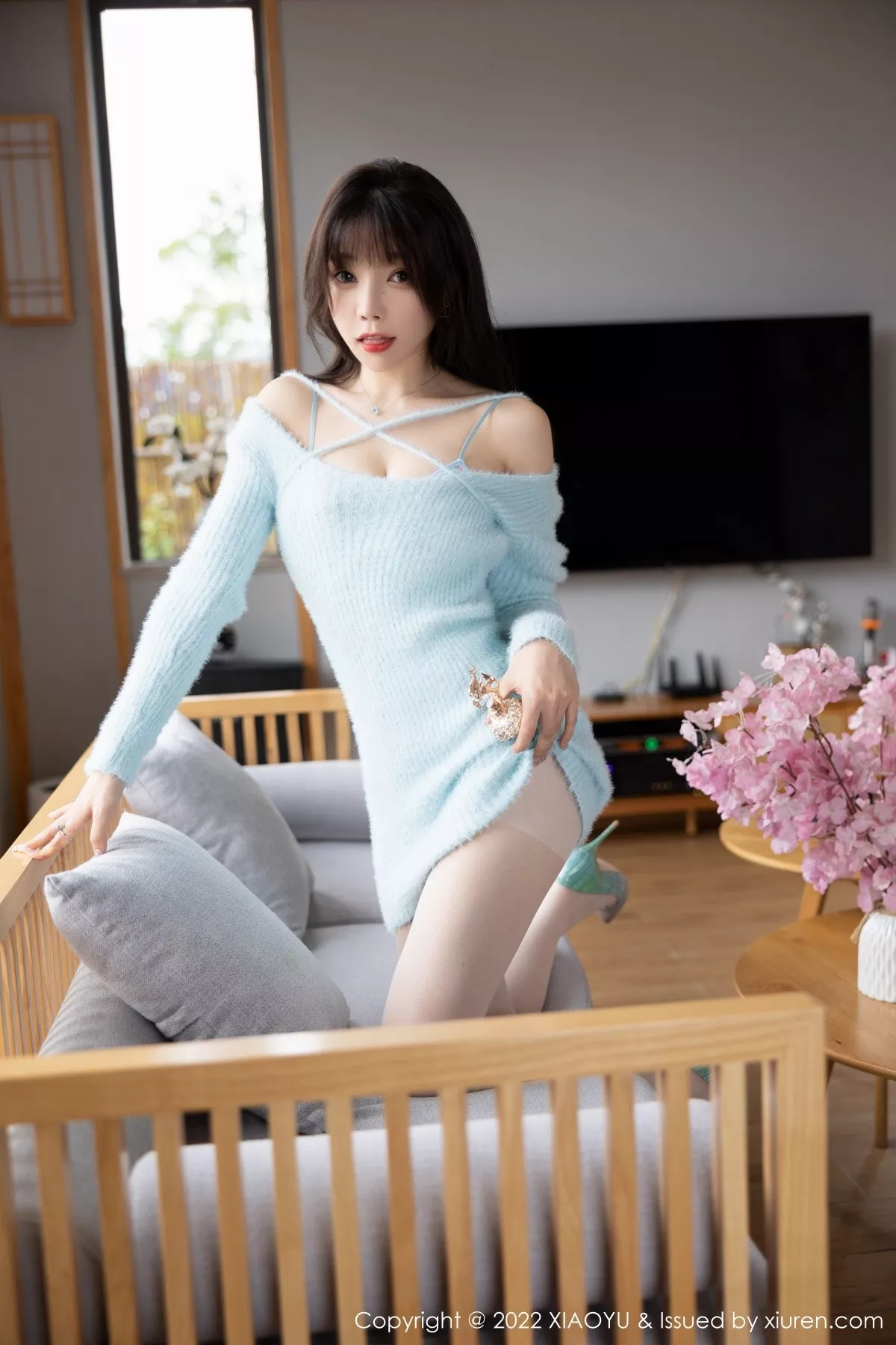秀人集.com_[XiaoYu画语界]Vol.848_女神徐莉芝Booty脱淡蓝色连衣短裙露轻透连体衣迷人诱惑写真83P