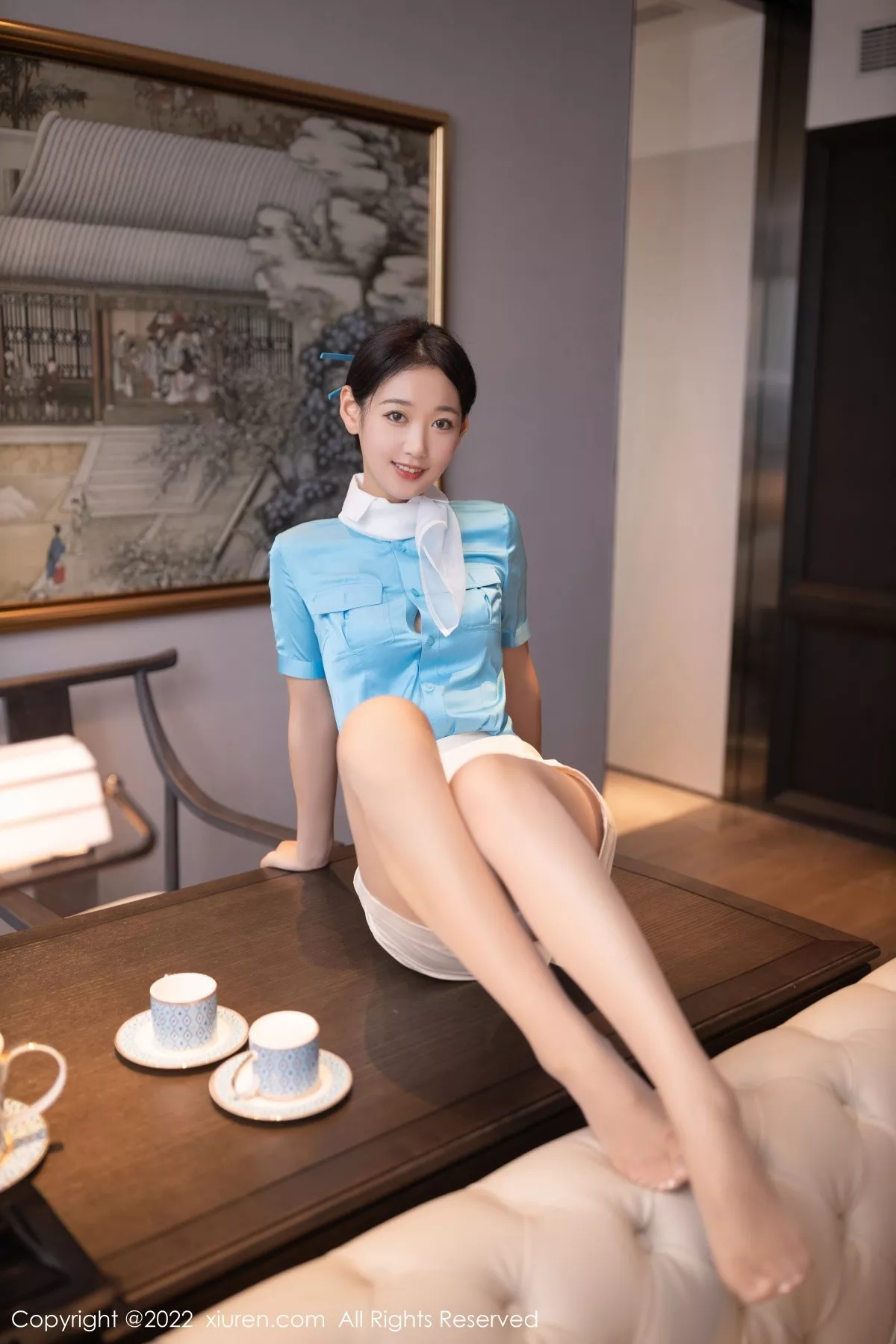 秀人集.com_[XiuRen秀人网]No.5510_模特唐安琪空姐角色扮演性感白色蕾丝内衣配原色丝袜诱惑写真100P