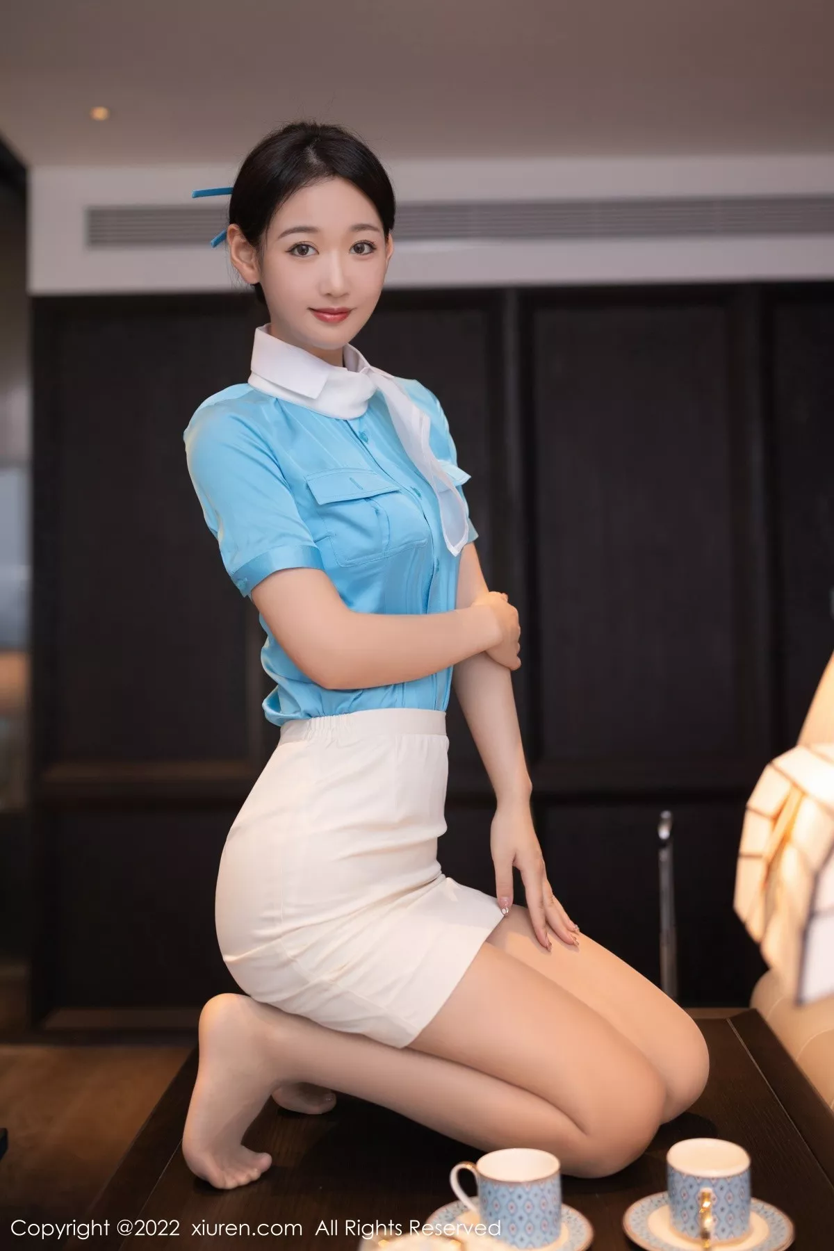 秀人集.com_[XiuRen秀人网]No.5510_模特唐安琪空姐角色扮演性感白色蕾丝内衣配原色丝袜诱惑写真100P