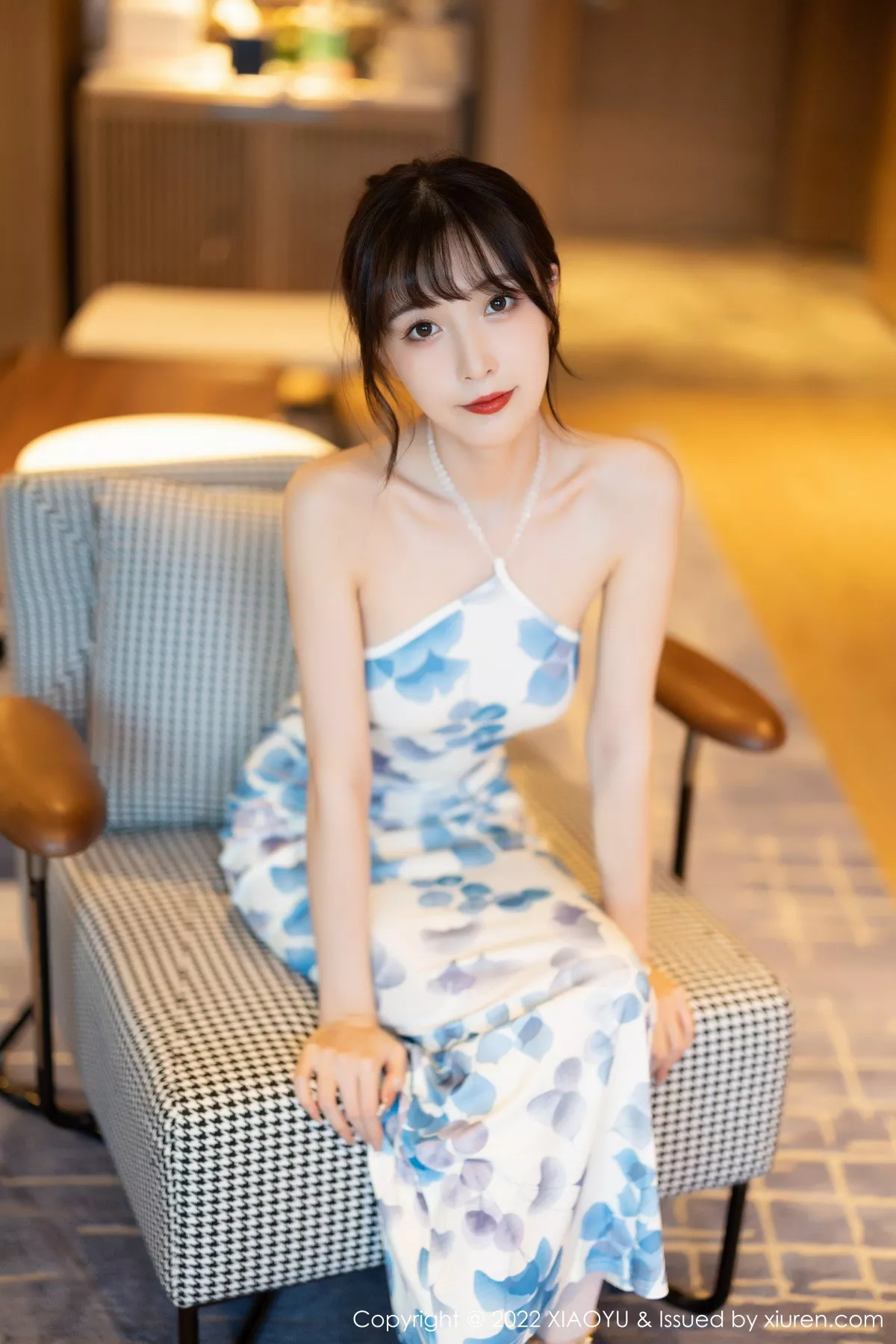秀人集.com_[XiaoYu画语界]Vol.877_模特林星阑性感露肩带图案连衣短配超薄白丝袜秀美腿迷人写真85P