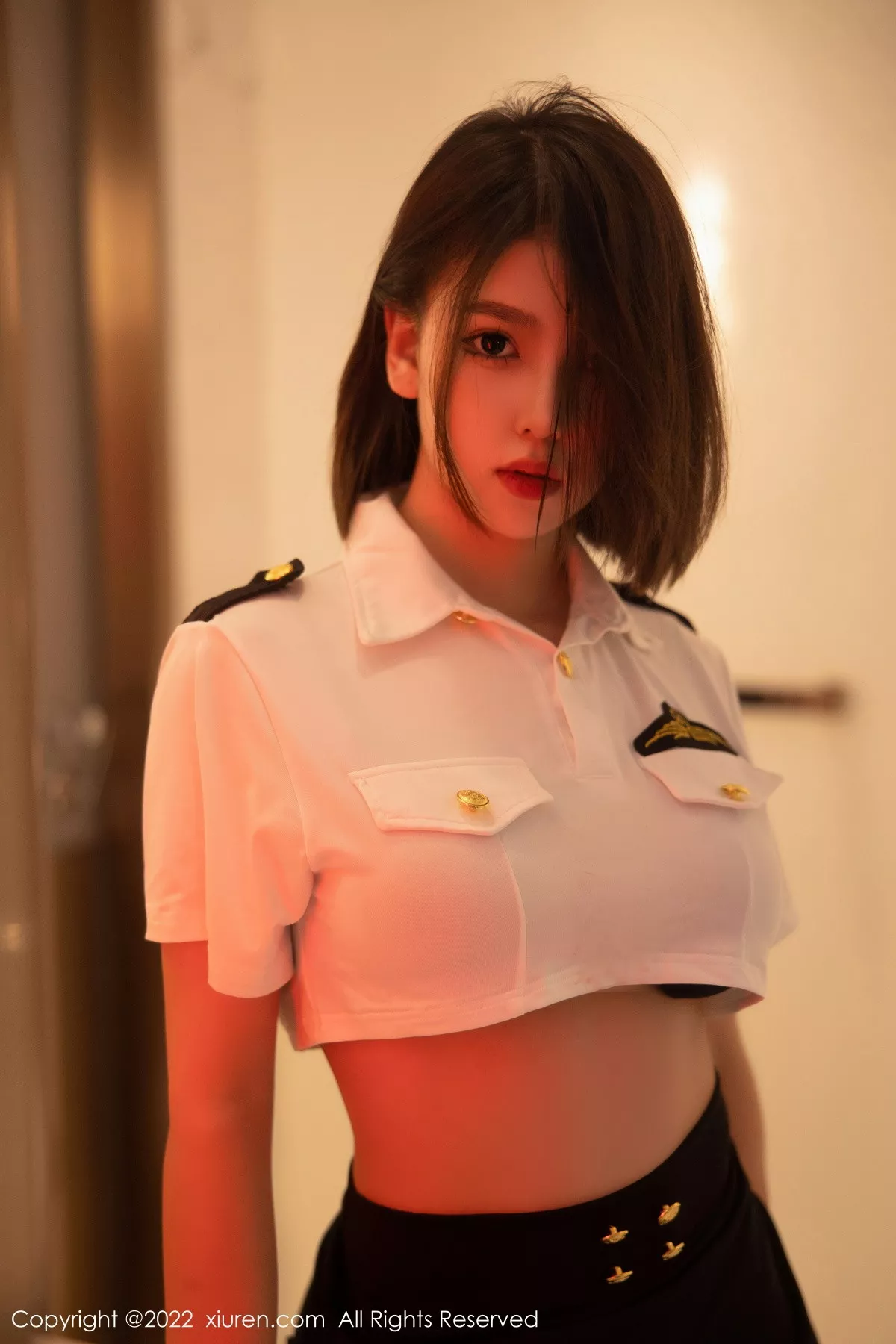 秀人集.com_[XiuRen秀人网]No.5815_模特美羊羊性感制服主题白色上衣配黑短裙露黑色内衣诱惑写真79P