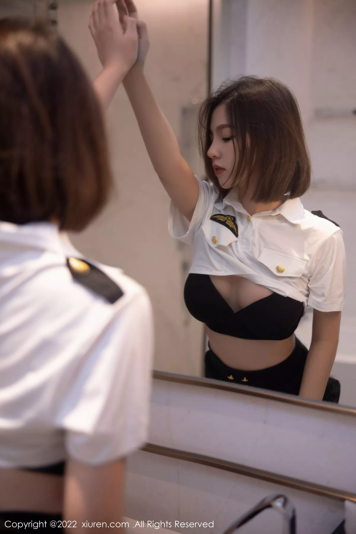 秀人集.com_[XiuRen秀人网]No.5815_模特美羊羊性感制服主题白色上衣配黑短裙露黑色内衣诱惑写真79P