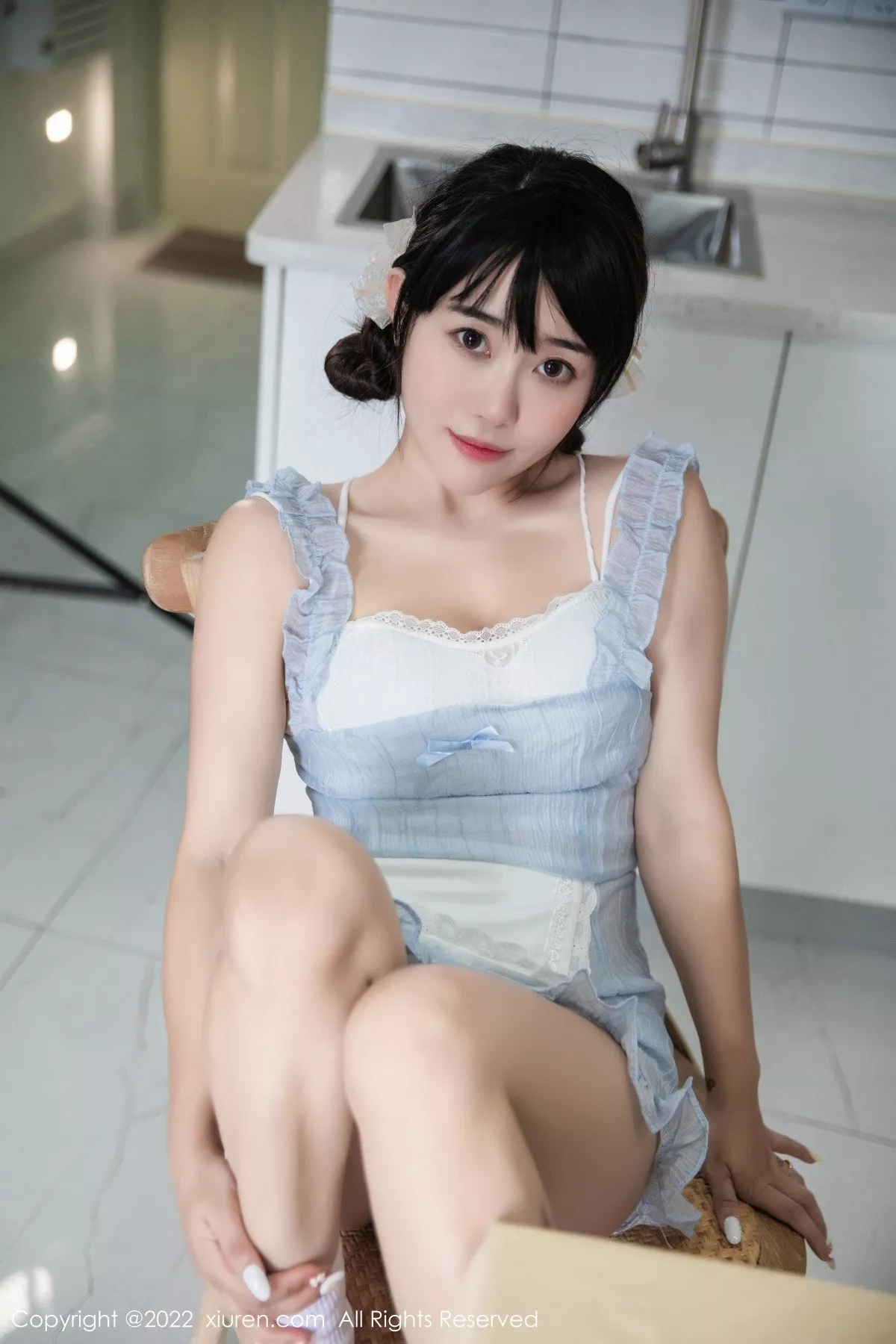 秀人集.com_[XiuRen秀人网]No.5834_模特严利娅Yuliya私房性感浅蓝色女仆服饰秀翘臀美腿诱惑写真53P