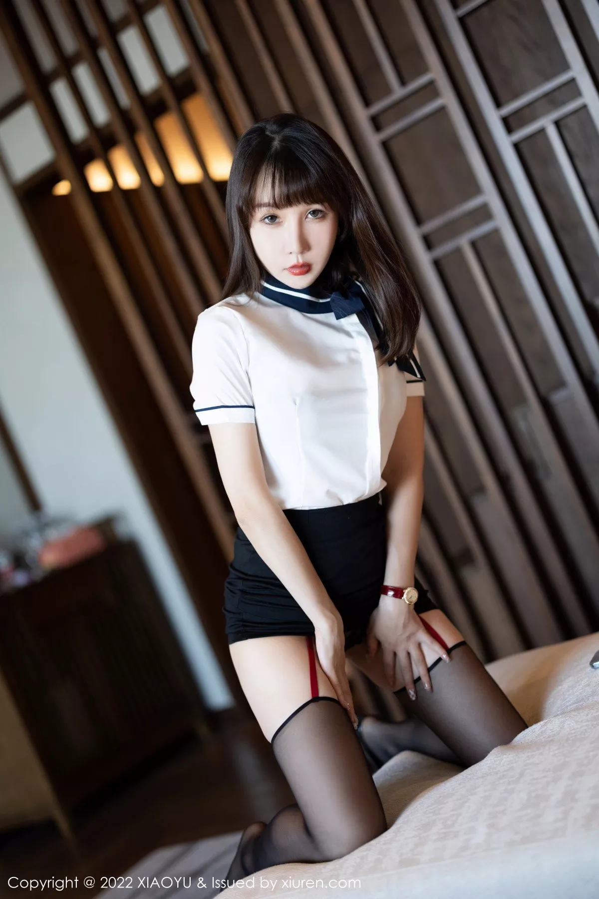 秀人集.com_[XiaoYu画语界]Vol.918_模特波巧酱性感白T配黑色短裙半脱露黑色轻透内衣迷人诱惑写真83P