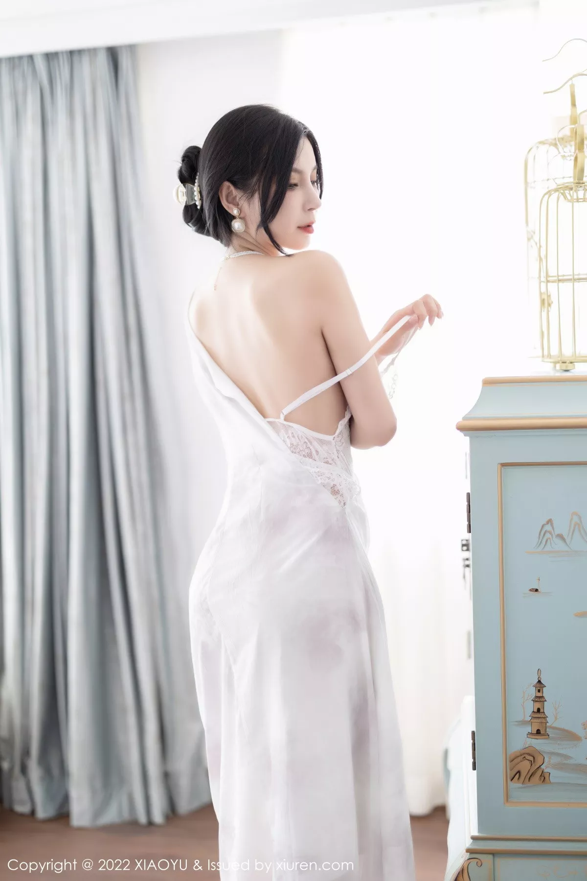 秀人集.com_[XiaoYu画语界]Vol.925_模特小蛮妖Yummy私房白色薄透裙露缕空蕾丝内衣撩人诱惑写真88P