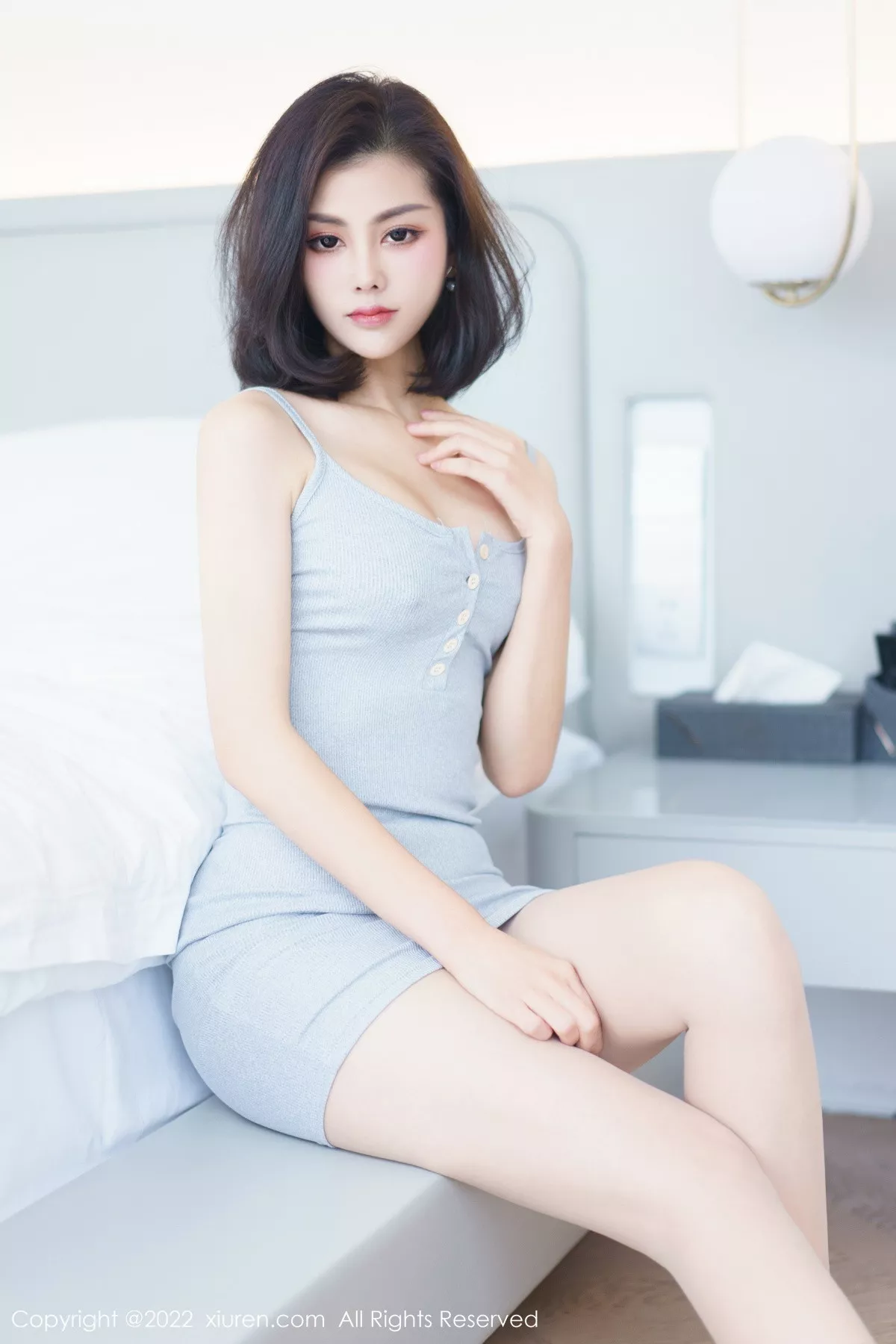 秀人集.com_[XiuRen秀人网]No.5999_新人模特夕颜浅灰色吊带连衣裙配原色丝袜秀曼妙身姿迷人写真63P