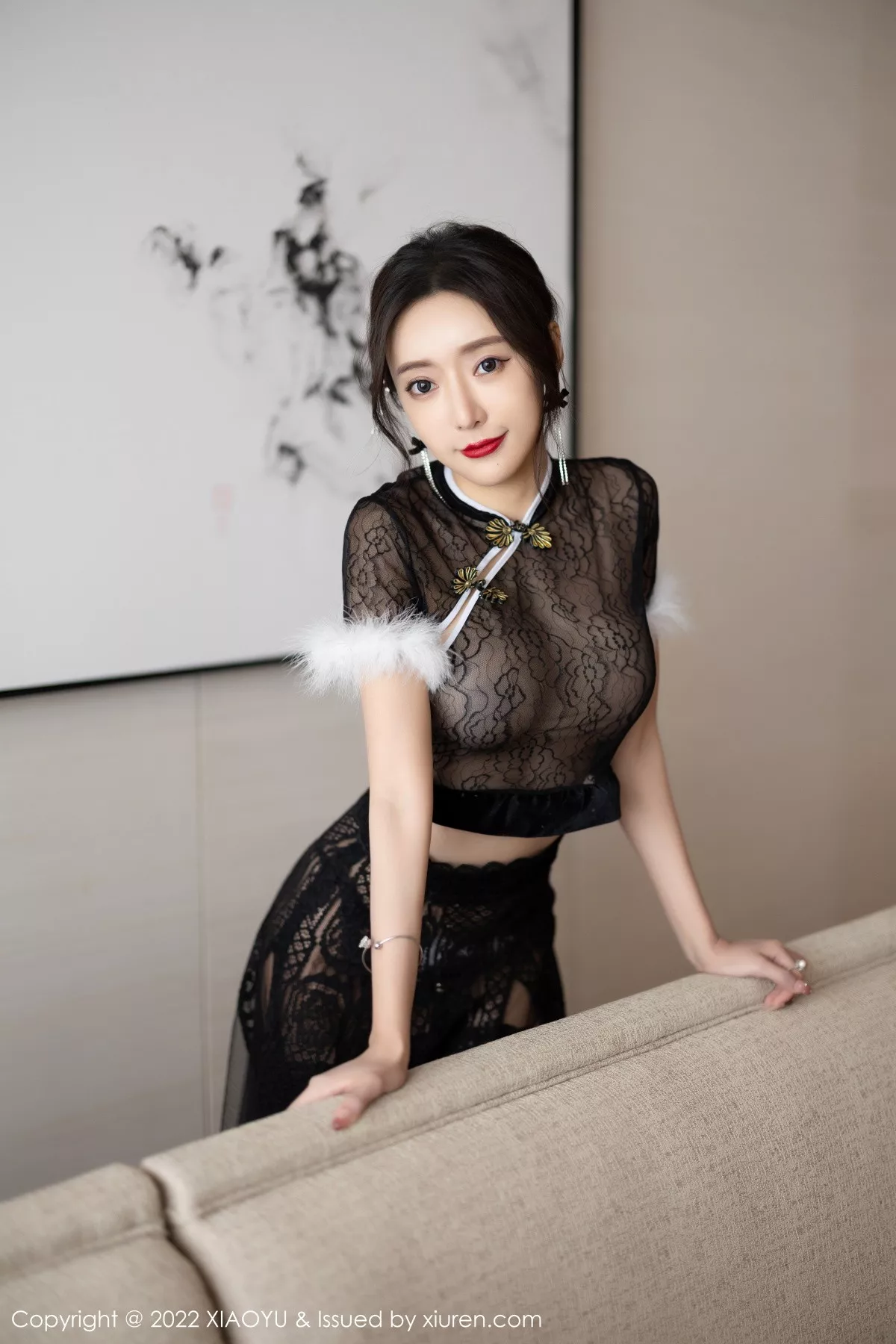秀人集.com_[XiaoYu画语界]Vol.926_女神王馨瑶yanni性感黑色薄纱情趣旗袍配蕾丝袜惹火诱惑写真80P