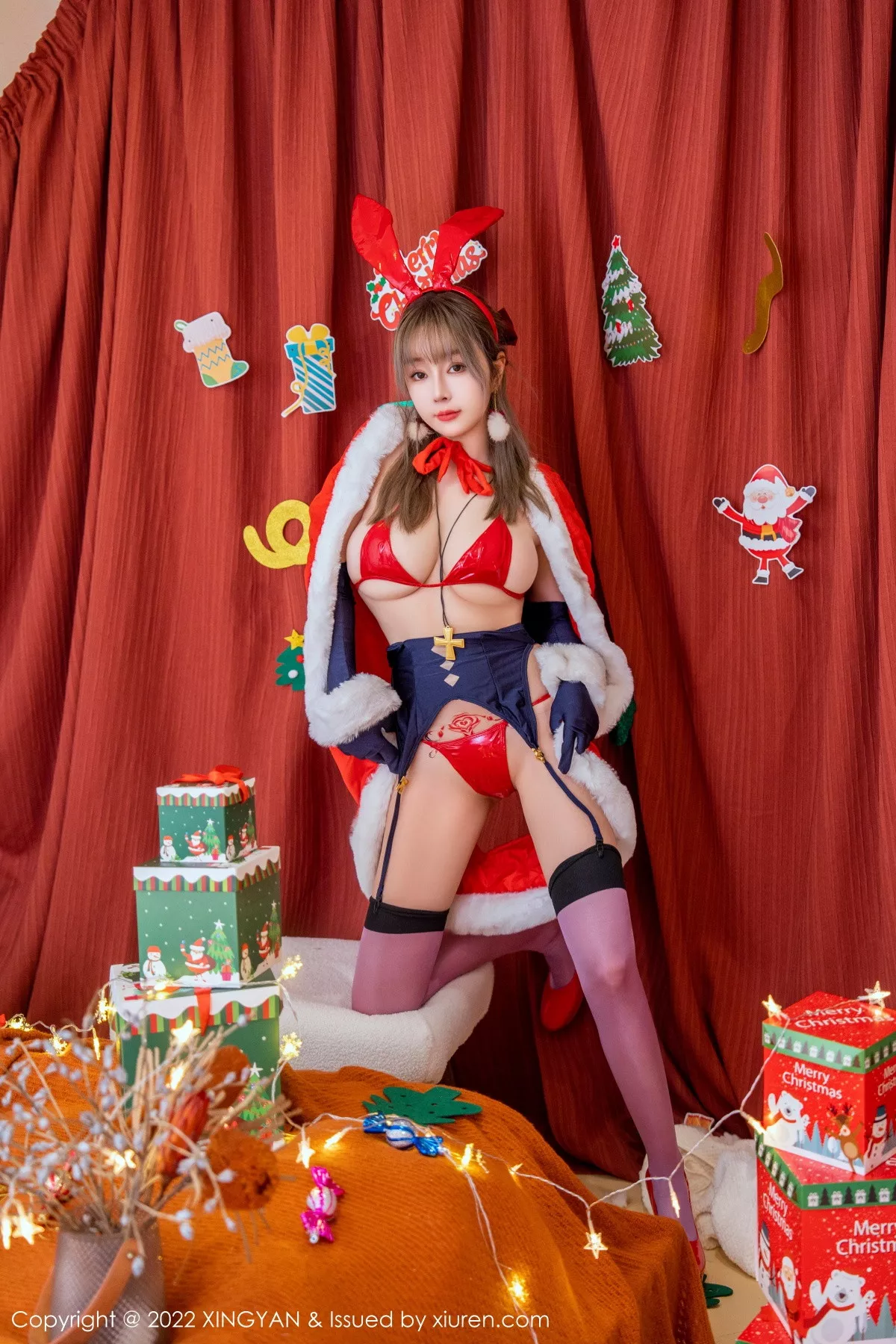 秀人集.com_[XINGYAN星颜社]VOL.161_女神王雨纯圣诞主题性感圣诞服饰露红色皮质内衣完美诱惑写真75P